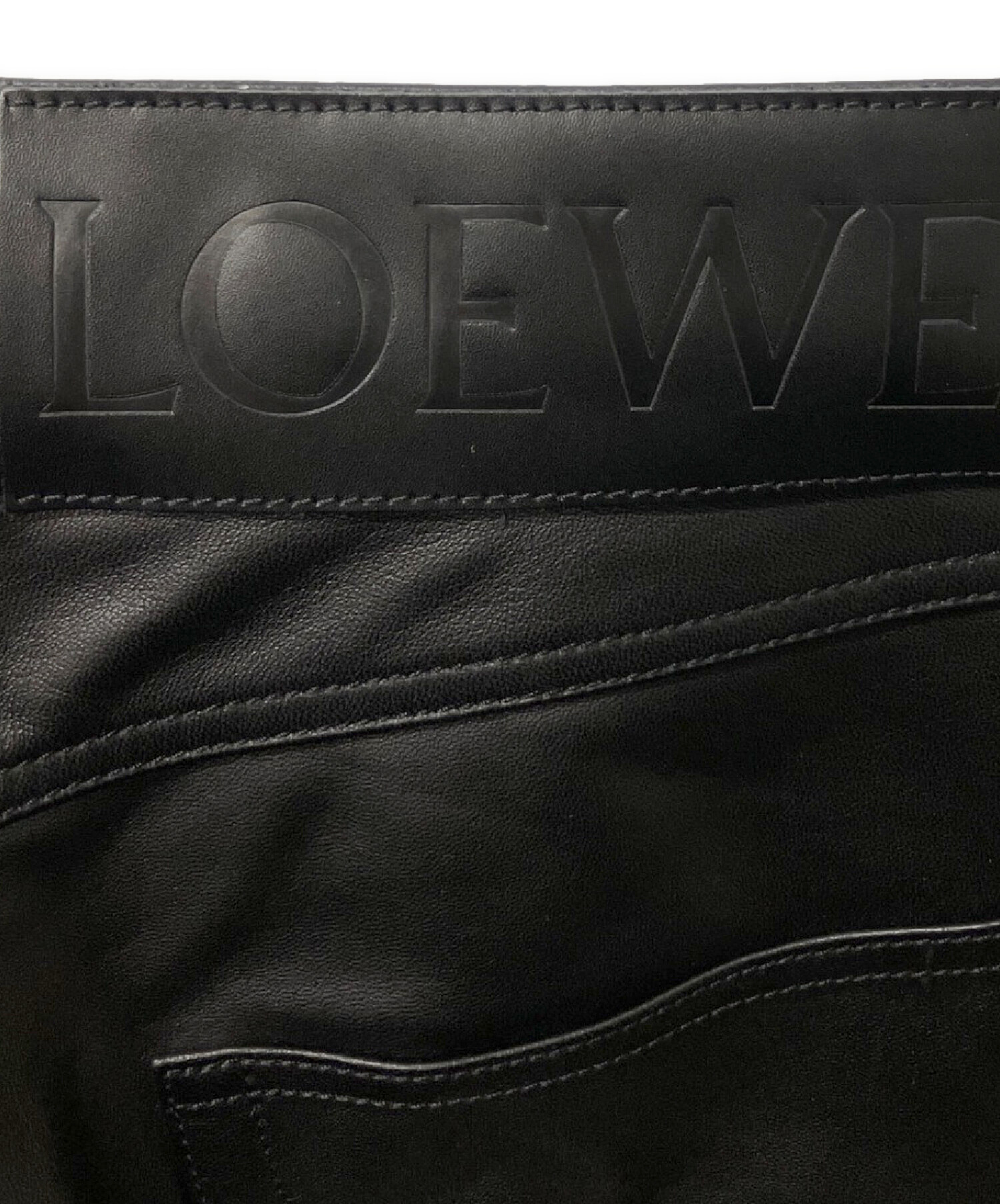 中古・古着通販】LOEWE (ロエベ) レザーパンツ ブラック サイズ:46