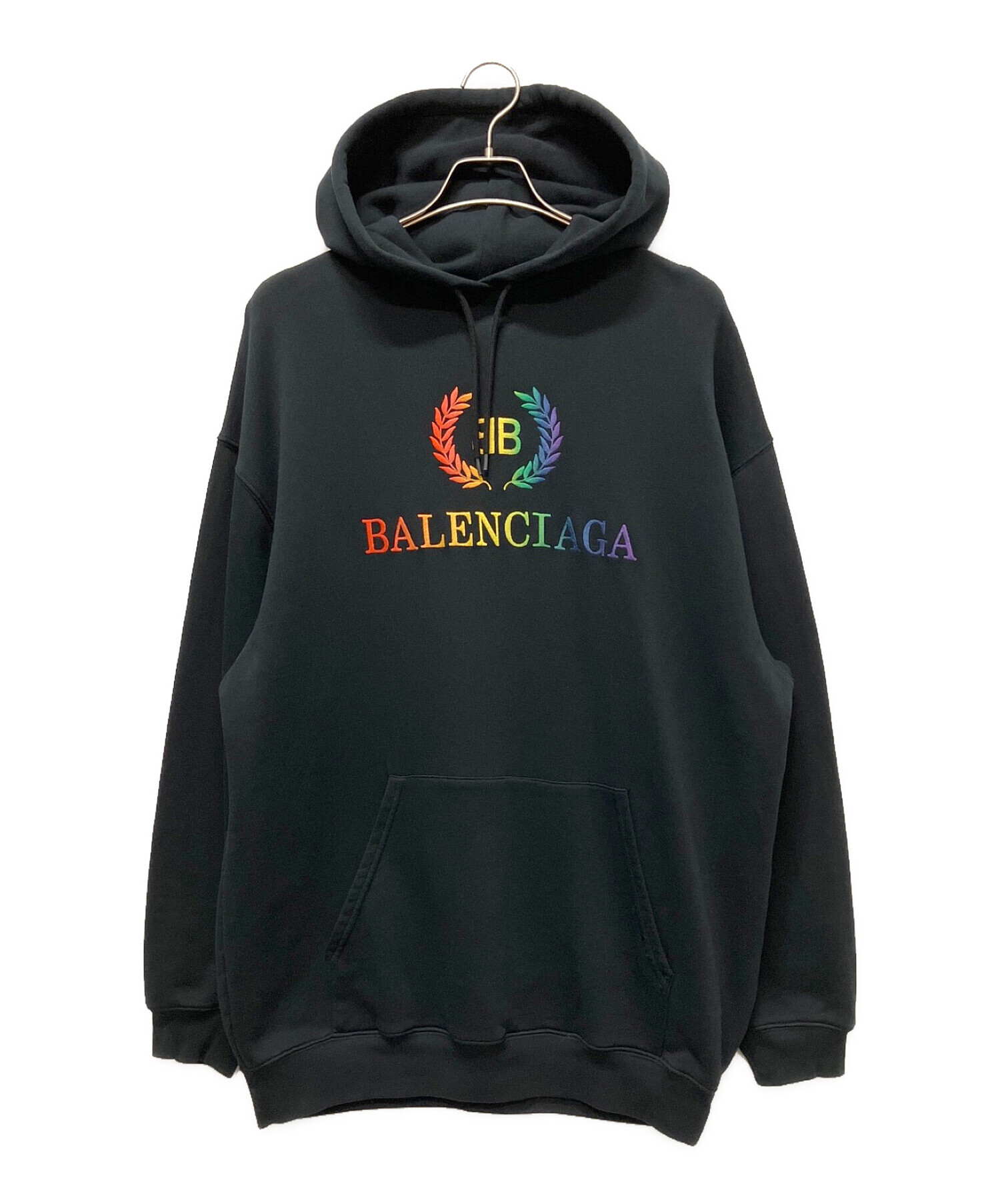 美品✨BALENCIAGA バレンシアガ プルオーバー パーカー BBロゴ 中古・古着通販】BALENCIAGA (バレンシアガ) レインボーBBロゴプル