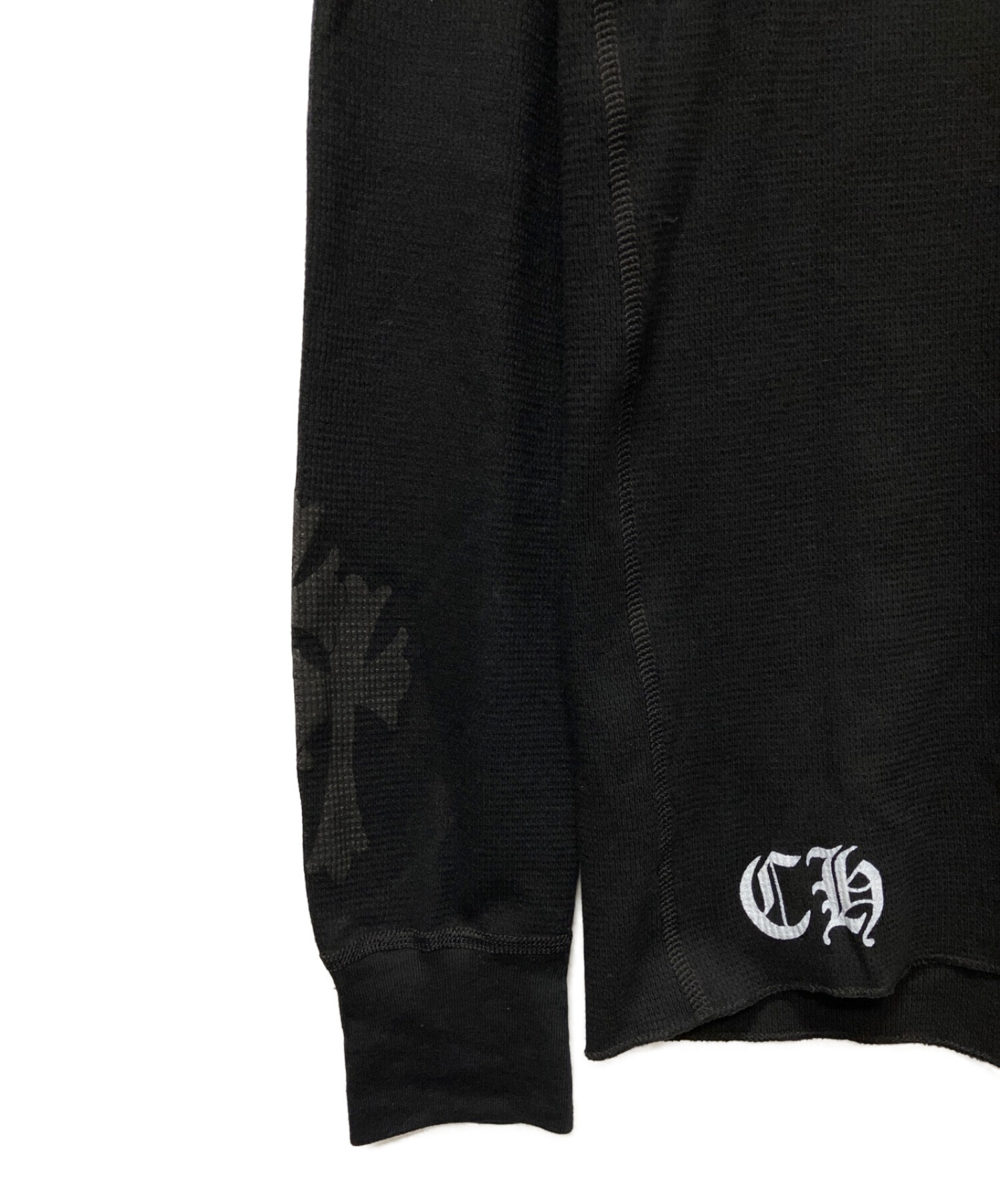 CHROME HEARTS クロムハーツ サーマルカットソー 黒×黒 CHクロス 中古・古着通販】CHROME HEARTS (クロムハーツ) サーマルカットソー