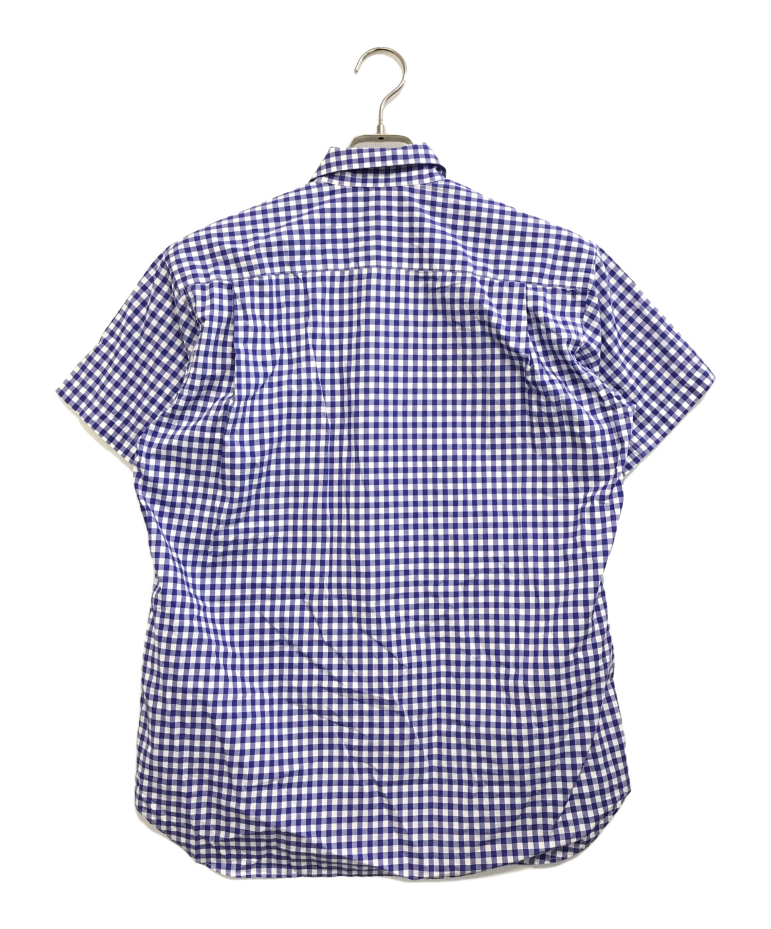 COMME des GARCONS SHIRT コムデギャルソン シャツ ブラウス ホワイト ブルー系 サイズ:XS ストライプ ギンガムチェック 切替 パッチワーク コットン 長袖 シャツ フランス製 トップス【レディース】【中古】 中古・古着通販】COMME des GARCONS SHIRT (コムデギャルソンシャツ