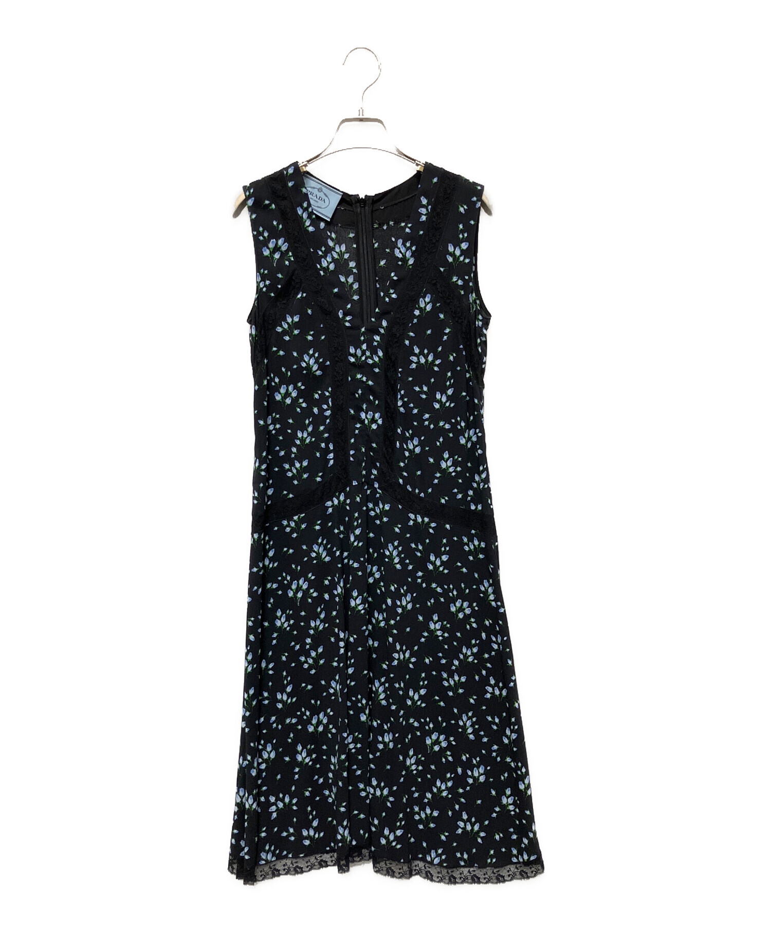 中古・古着通販】PRADA (プラダ) 花柄レースワンピース ブラック