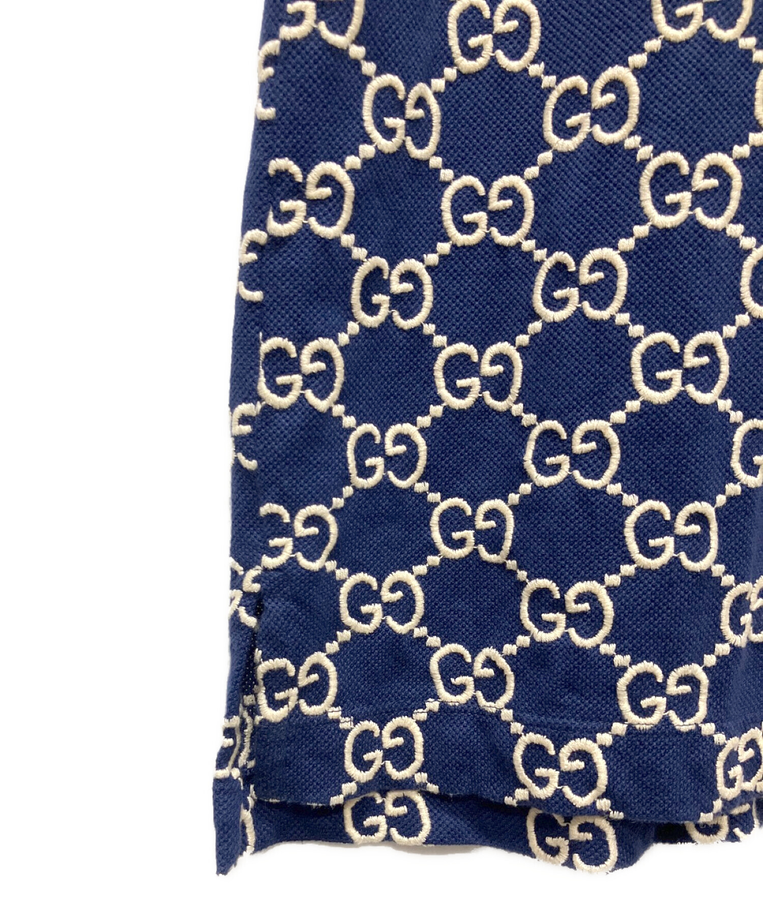 GUCCI ネイビー GGモノグラムポロシャツ 中古・古着通販】GUCCI (グッチ) GG ストレッチコットン ポロシャツ