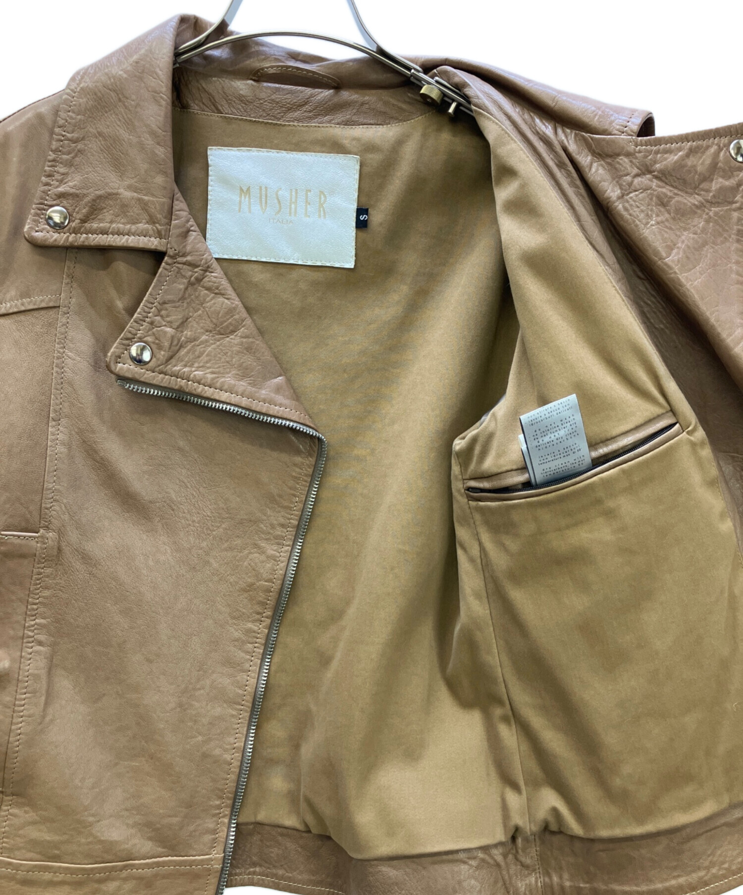 中古・古着通販】MUSHER (マーシャー) ライダースジャケット ブラウン