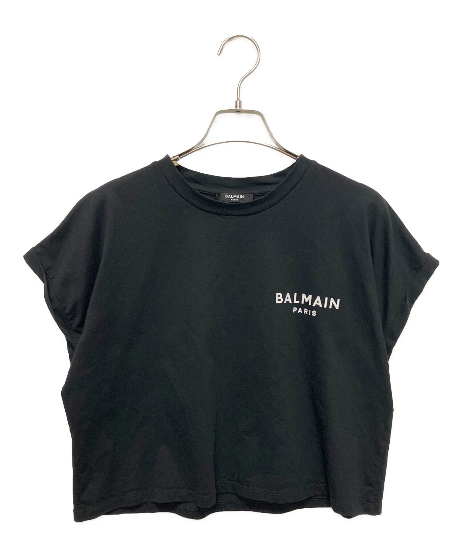 中古・古着通販】BALMAIN (バルマン) フロックロゴ クロップド Tシャツ 