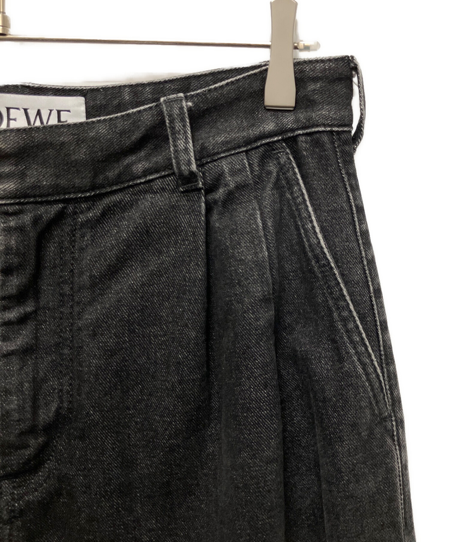中古・古着通販】LOEWE (ロエベ) 七分丈 ワイド デニムパンツ ブラック
