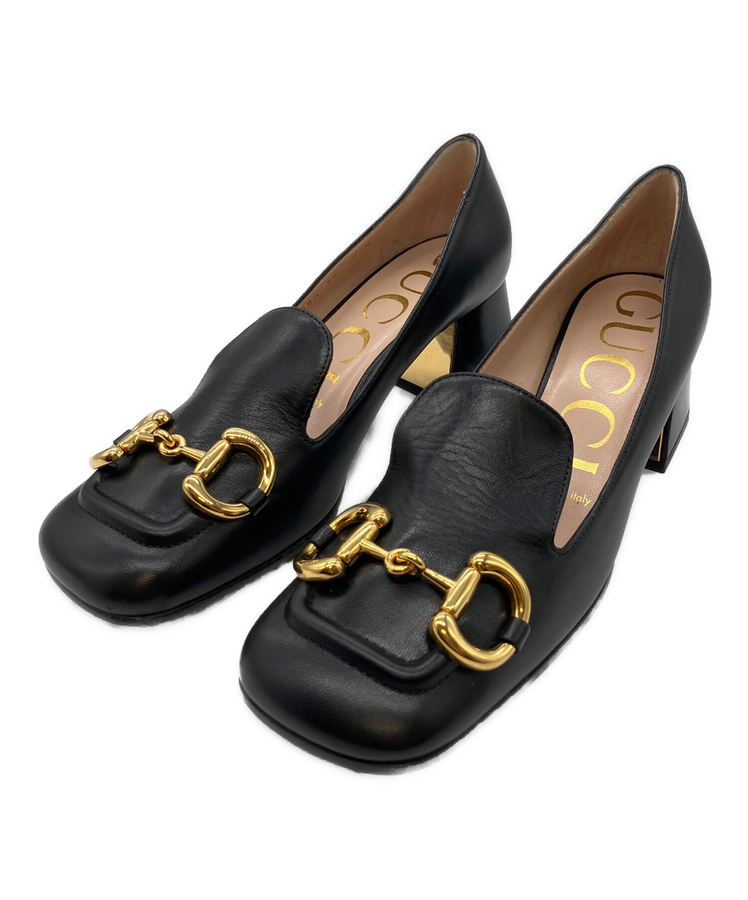 【新品未使用】GUCCI ブラックレザーパンプス GG ホースビット 36 中古・古着通販】GUCCI (グッチ) ホースビット付きパンプス ブラック