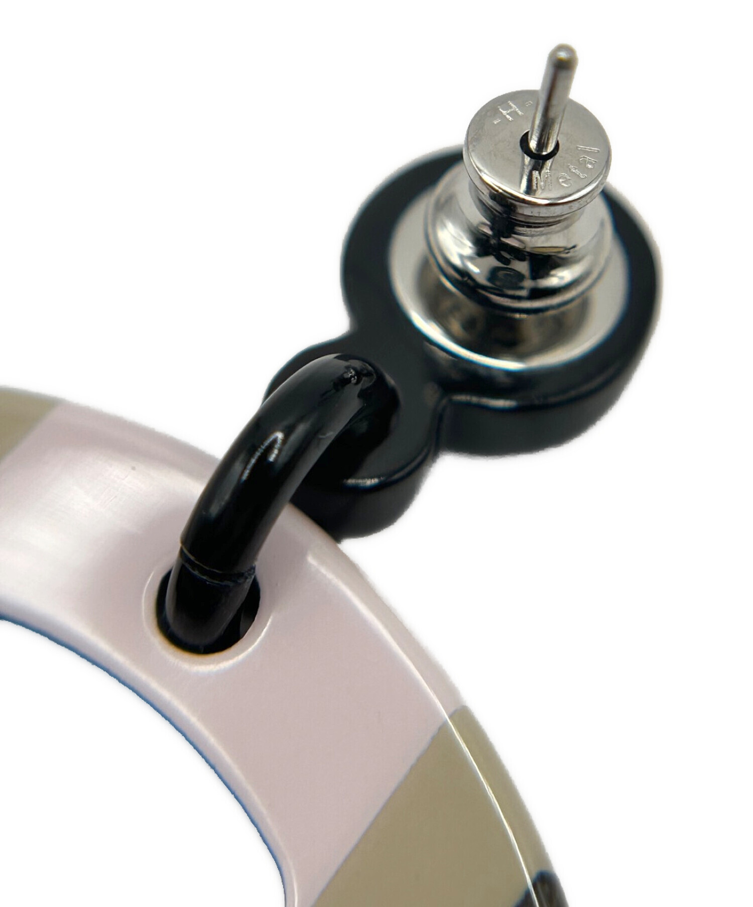 中古・古着通販】HERMES (エルメス) Hエキップ ピアス ピンク×ベージュ