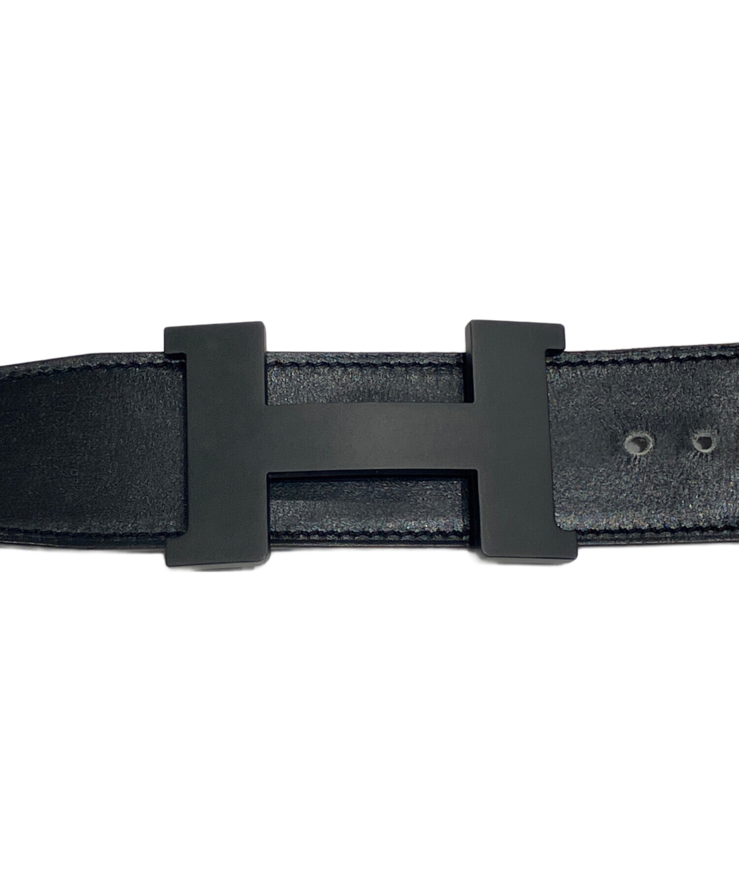 HERMES 黒レザーベルト 金具付き HERMES 黒レザーベルト 金具付き