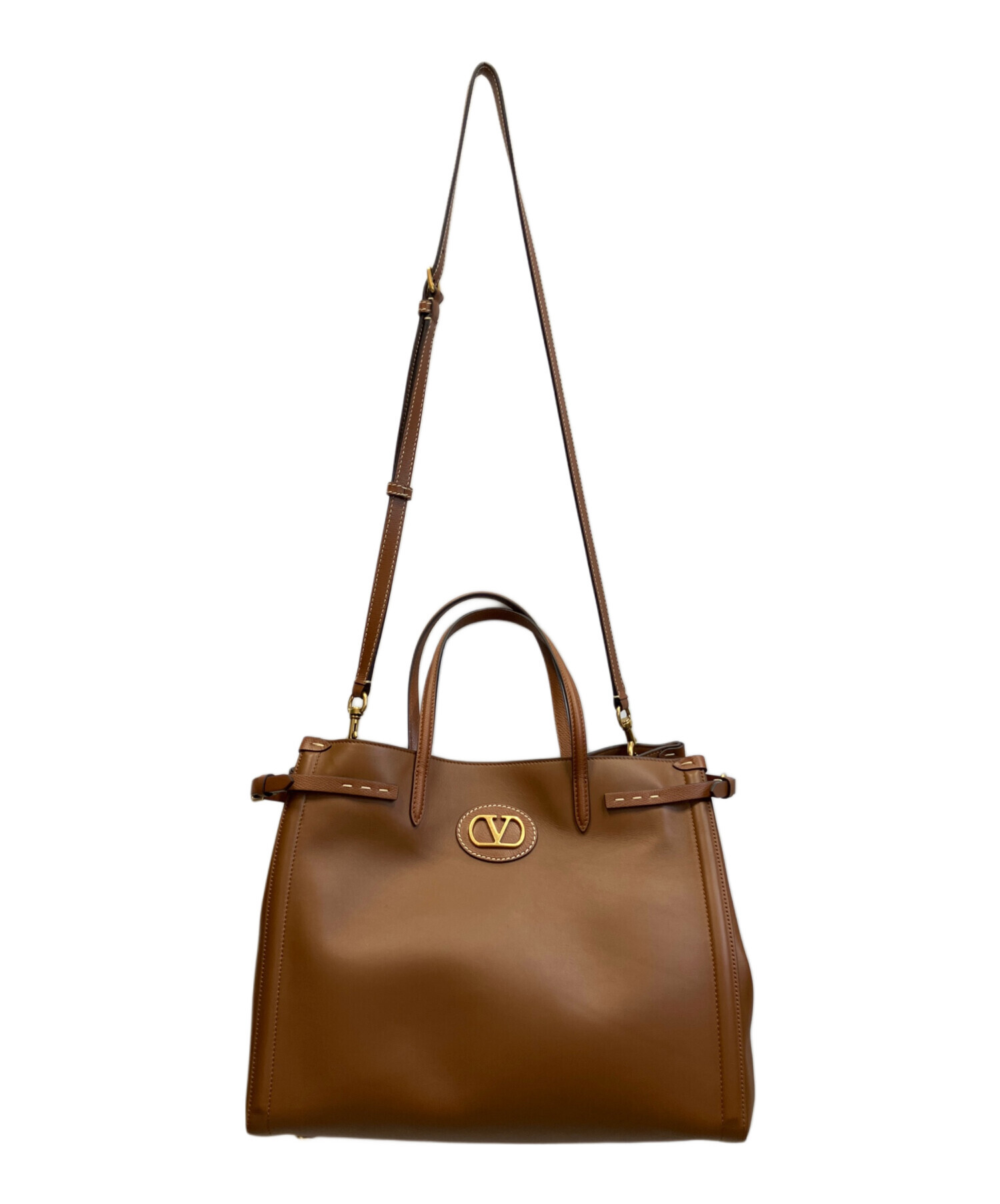 未使用級 ヴァレンティノガラヴァーニ レザー ハンドバッグ 底鋲 保存袋付 中古・古着通販】VALENTINO (ヴァレンティノ) ガラヴァーニ