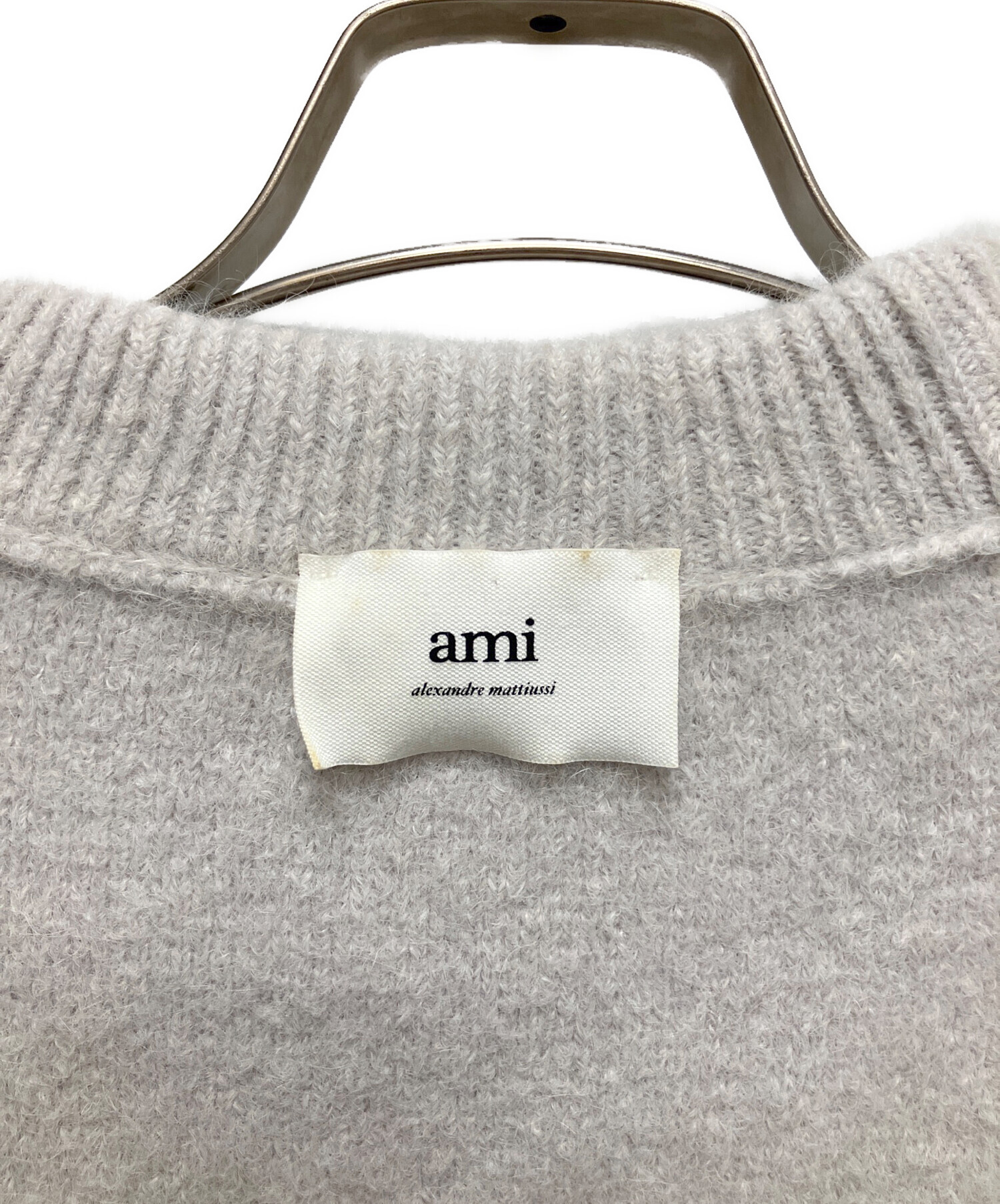 AMI alexandre mattiussi  アミアレクサンドルマテュッシ  サイズ:不明 アルパカクルーネックニット    グレー レディース / 240001193037 中古・古着通販】AMI Alexandre Mattiussi (アミアレクサンドルマ