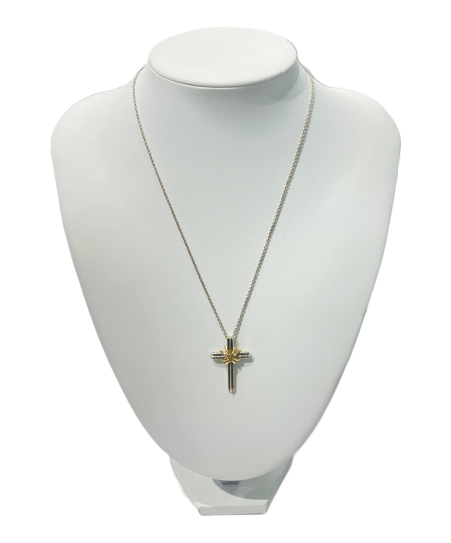 オールド　ティファニー　シグネチャークロス　ネックレス　ペンダント　喜平チェーン TIFFANY&Co.（ティファニー） 新品同様 シグネチャー クロス