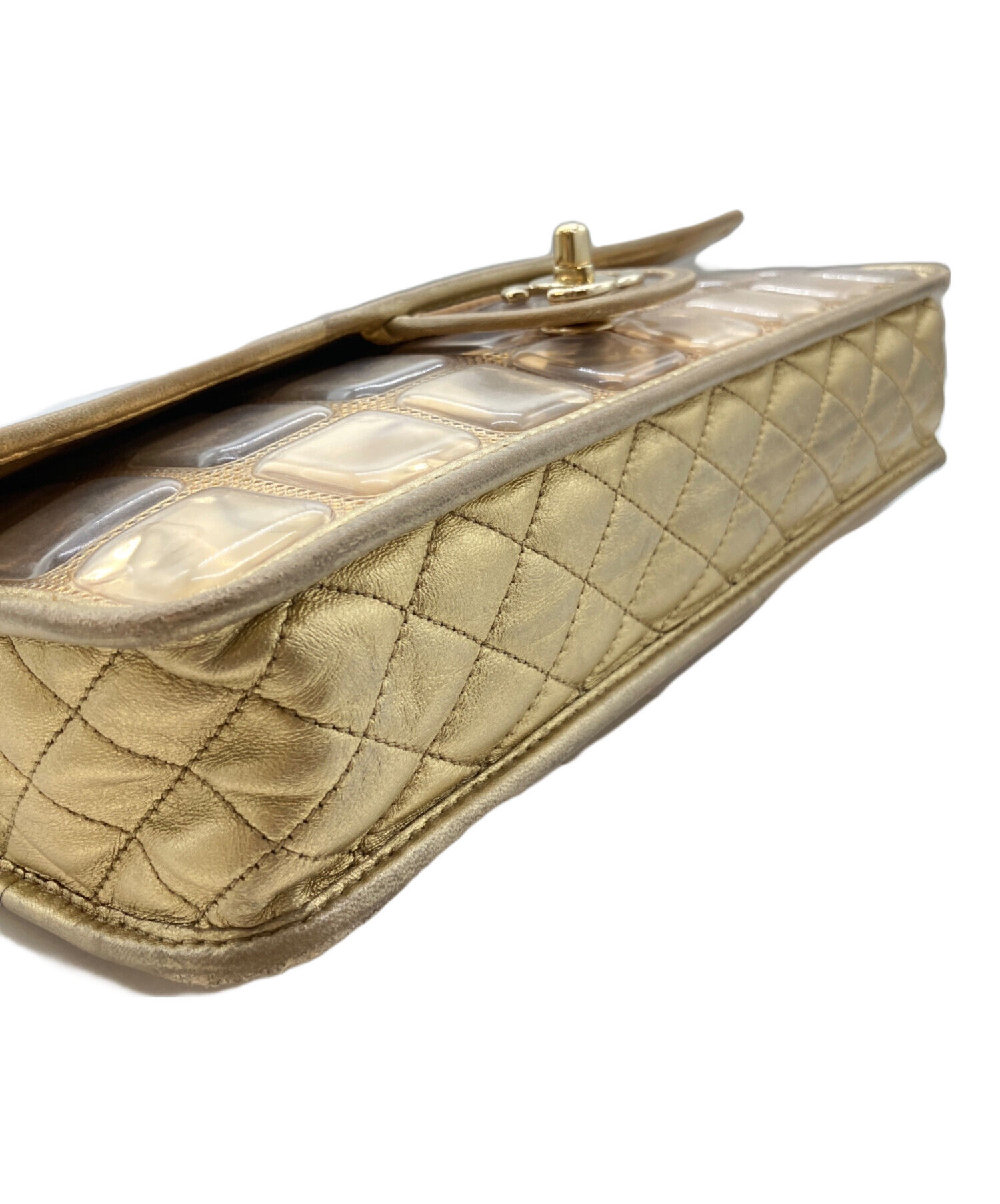 CHANEL アイスキューブ ゴールド Wチェーン ショルダーバッグ レア CHANEL（シャネル）“アイスキューブ”ショルダーバッグのご紹介です