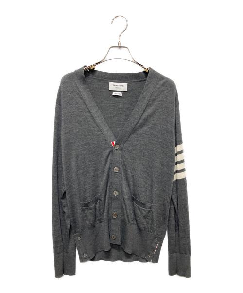 THOM BROWNE クラシック カシミア グレー カーディガン サイズ2 クラシック カシミヤ 4BAR Vネック カーディガン | Thom Browne