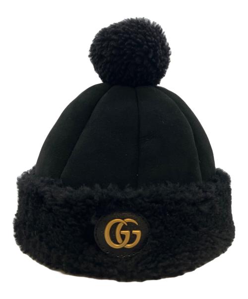 中古・古着通販】GUCCI (グッチ) ムートンボアニットキャップ ブラック