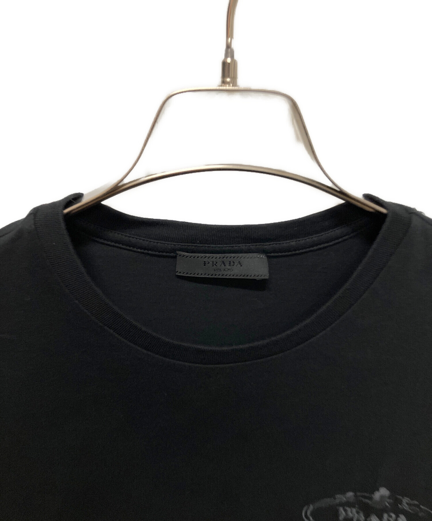 中古・古着通販】PRADA (プラダ) ロゴ刺繍クルーネックTシャツ