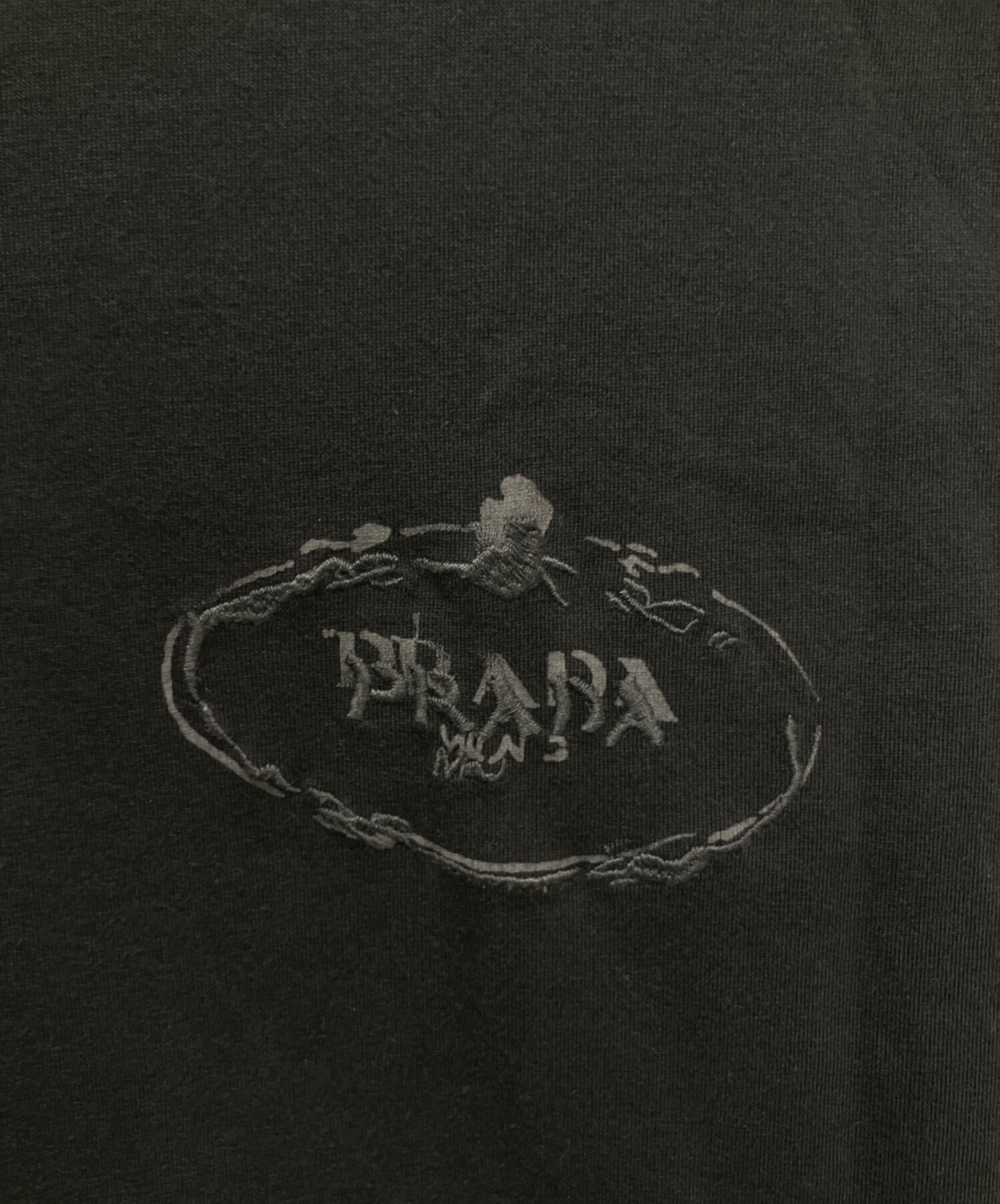 中古・古着通販】PRADA (プラダ) ロゴ刺繍クルーネックTシャツ