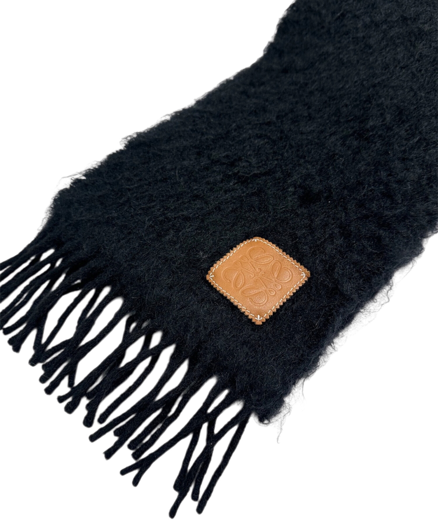 中古・古着通販】LOEWE (ロエベ) モヘヤ×ウール ロゴパッチマフラー