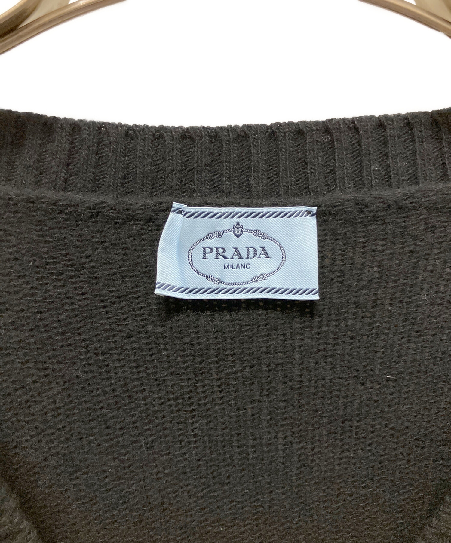 中古・古着通販】PRADA (プラダ) カシミア混ロゴカーディガン ブラック