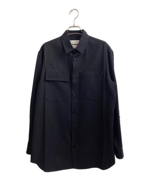 ジル・サンダー ロングシャツ シャツコート ブラック ミニマル 上質 ジル・サンダー ロングシャツ シャツコート ブラック ミニマル 上質