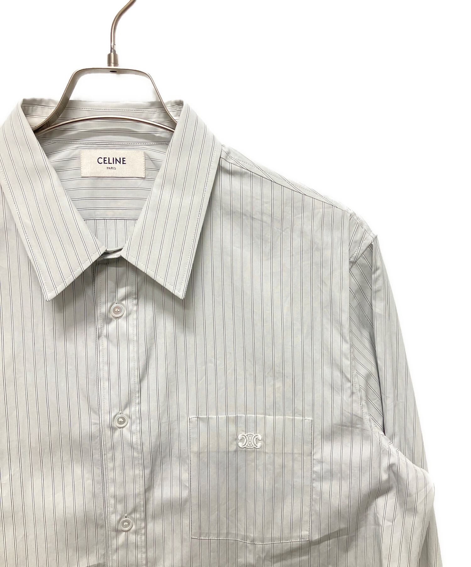 中古・古着通販】CELINE (セリーヌ) トリオンフ刺繍 ストライプシャツ