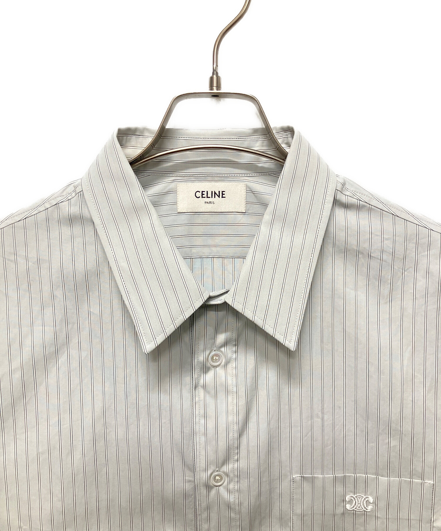 中古・古着通販】CELINE (セリーヌ) トリオンフ刺繍 ストライプシャツ