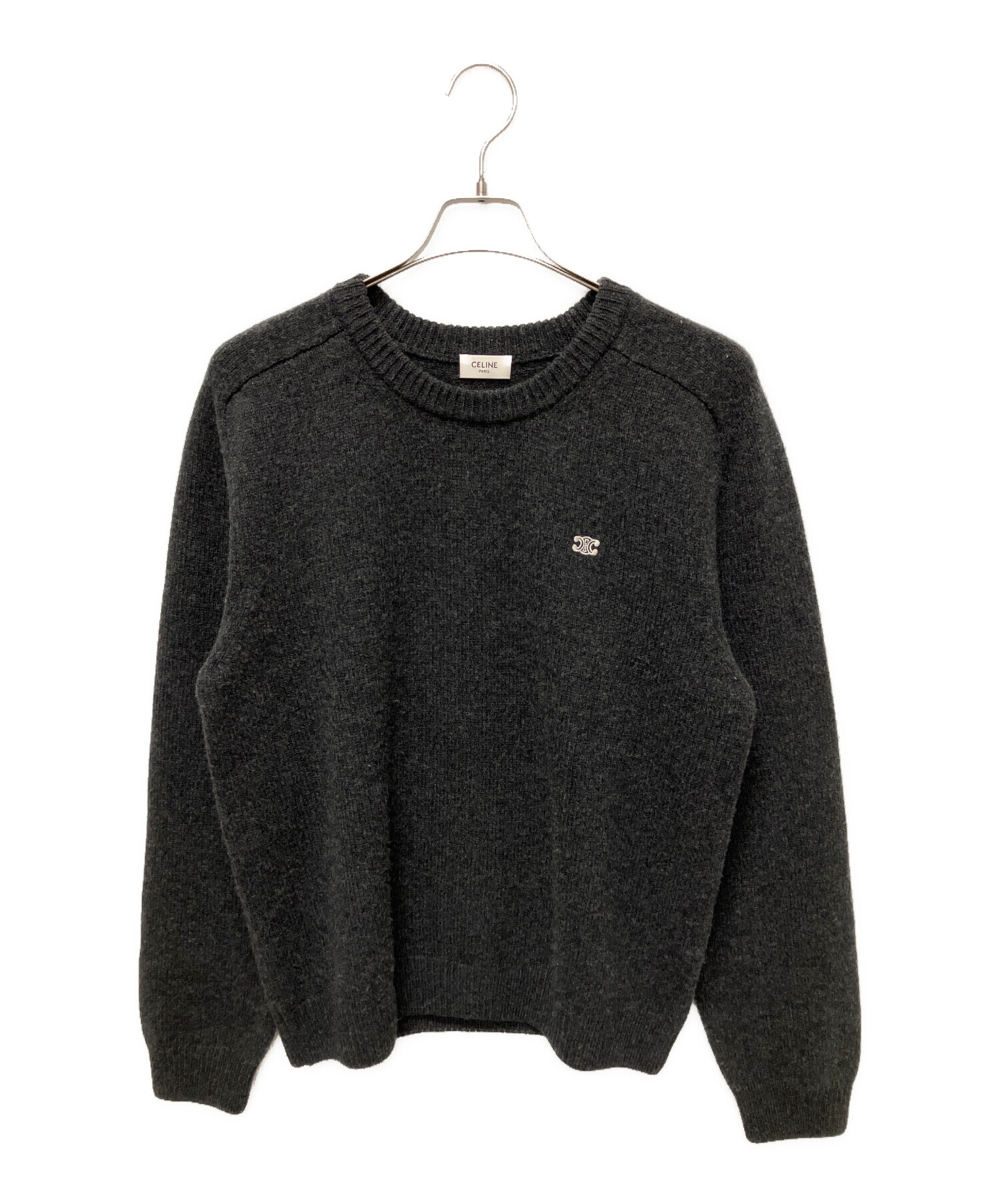 中古・古着通販】CELINE (セリーヌ) トリオンフ刺繍ニット グレー