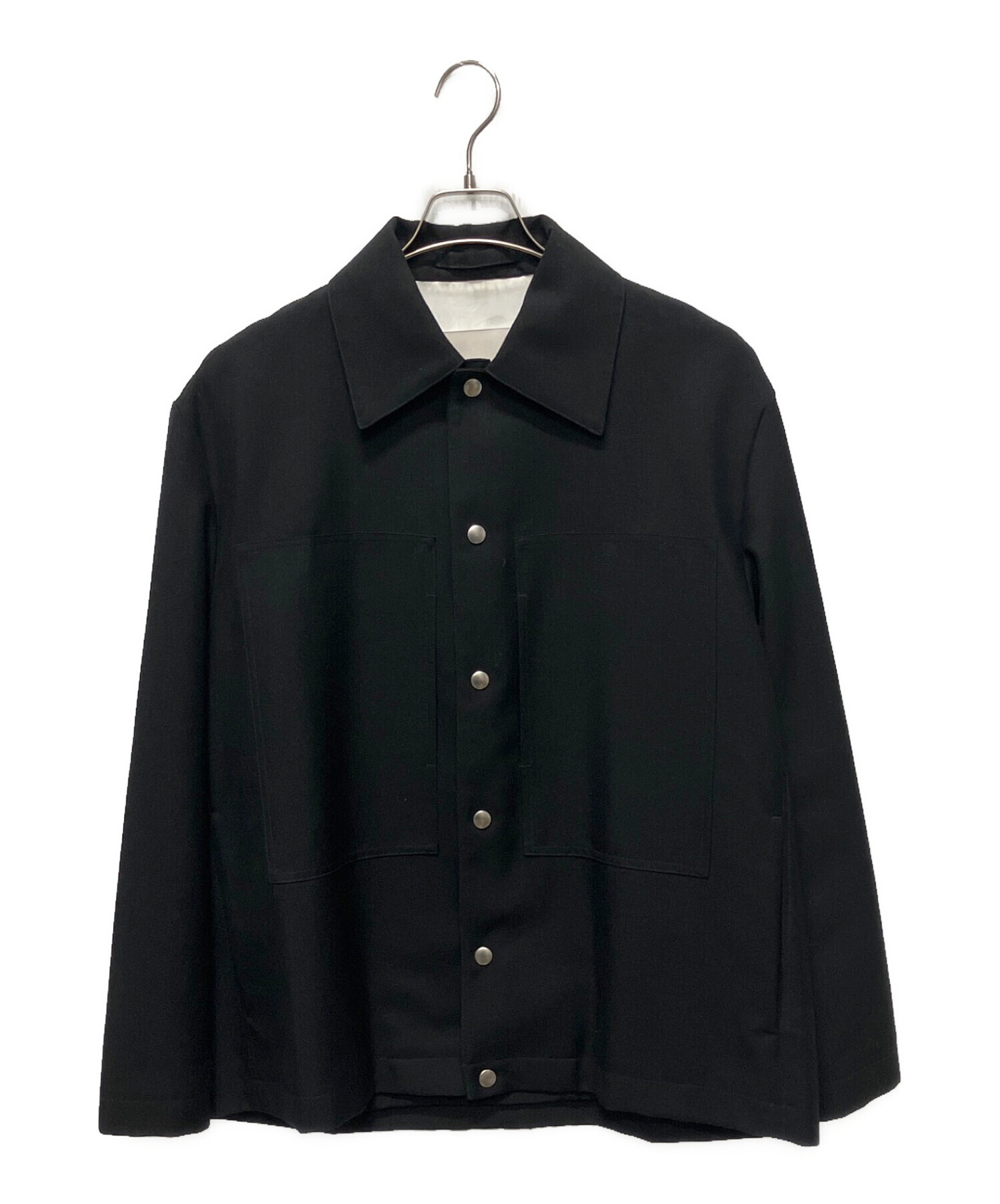 ジルサンダー　25ss シャツ　コットンポプリン　黒 中古・古着通販】JIL SANDER (ジルサンダー) 25SS ウール×モヘヤボタン