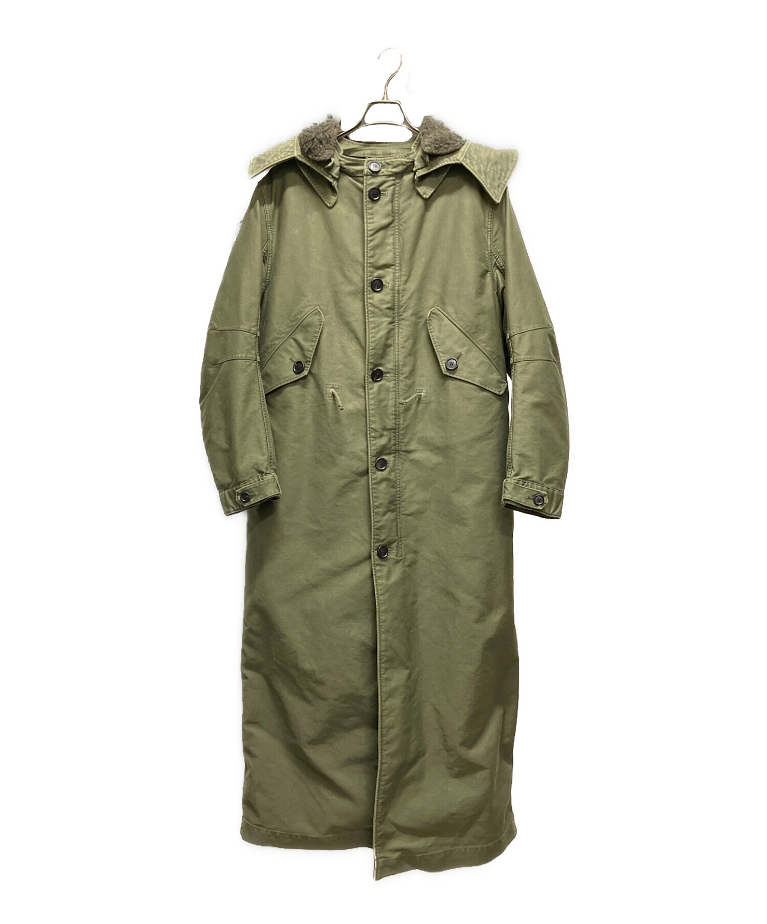 PRADA オリーブ色 ミリタリーロングコート ベルト付き 44 waiper_wip-18030206