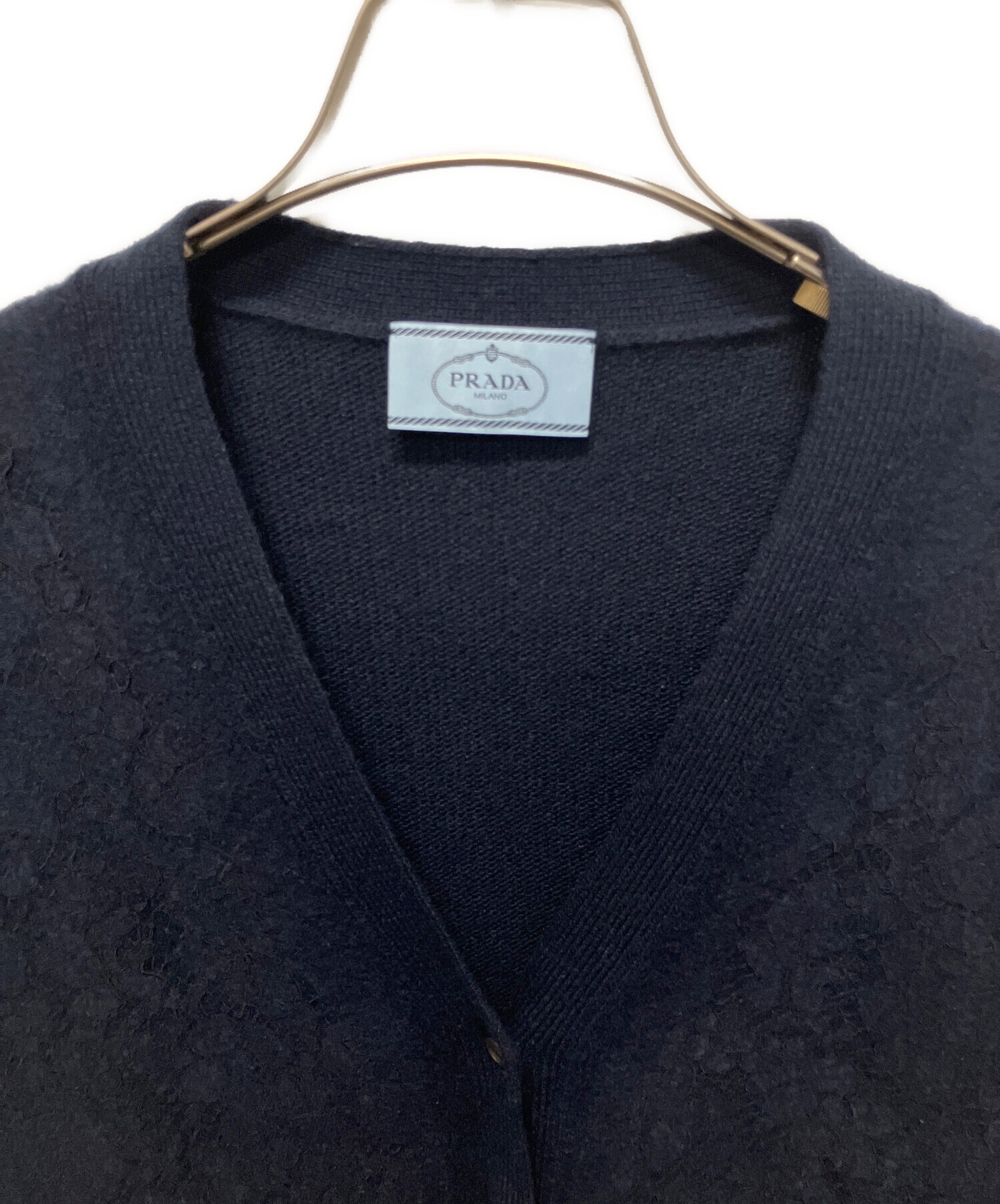 中古・古着通販】PRADA (プラダ) フラワーレースカーディガン ネイビー