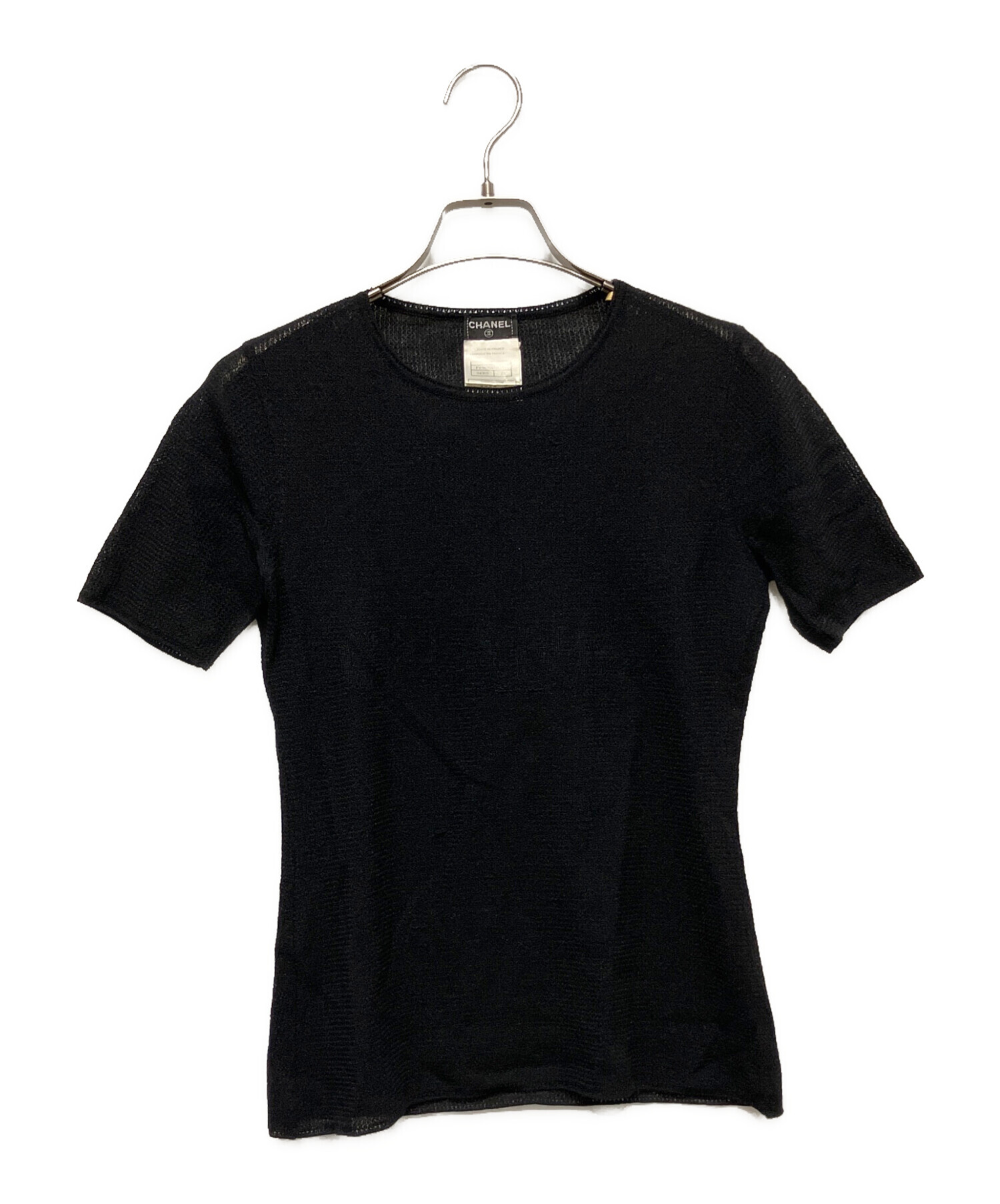 中古・古着通販】CHANEL (シャネル) メッシュロゴカットソー ブラック 