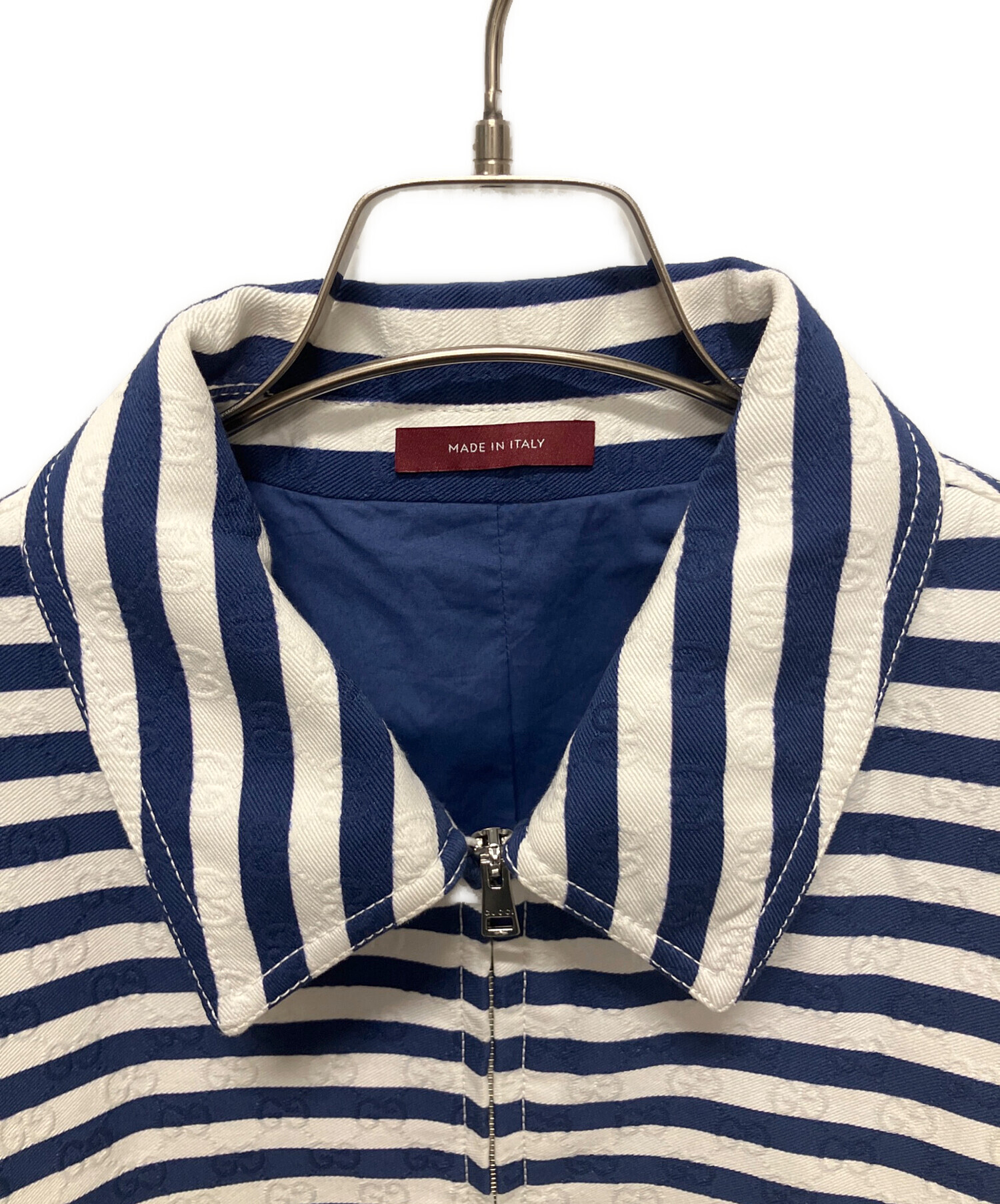 だ*ん様 GUCCI★GGジャガードコットンジャケット 中古・古着通販】GUCCI (グッチ) GGコットンジャガード ボーダージップ