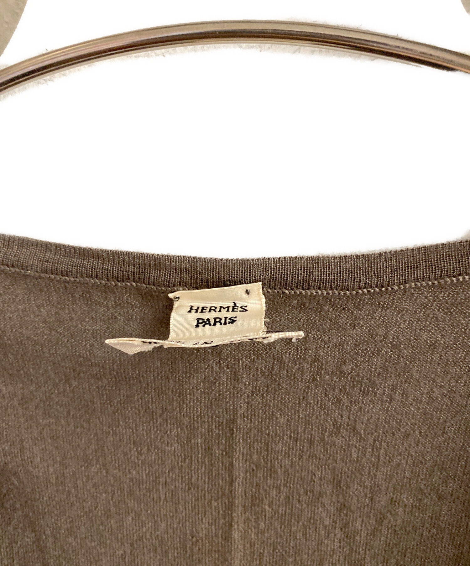 中古・古着通販】HERMES (エルメス) Vネックニットベスト ブラウン