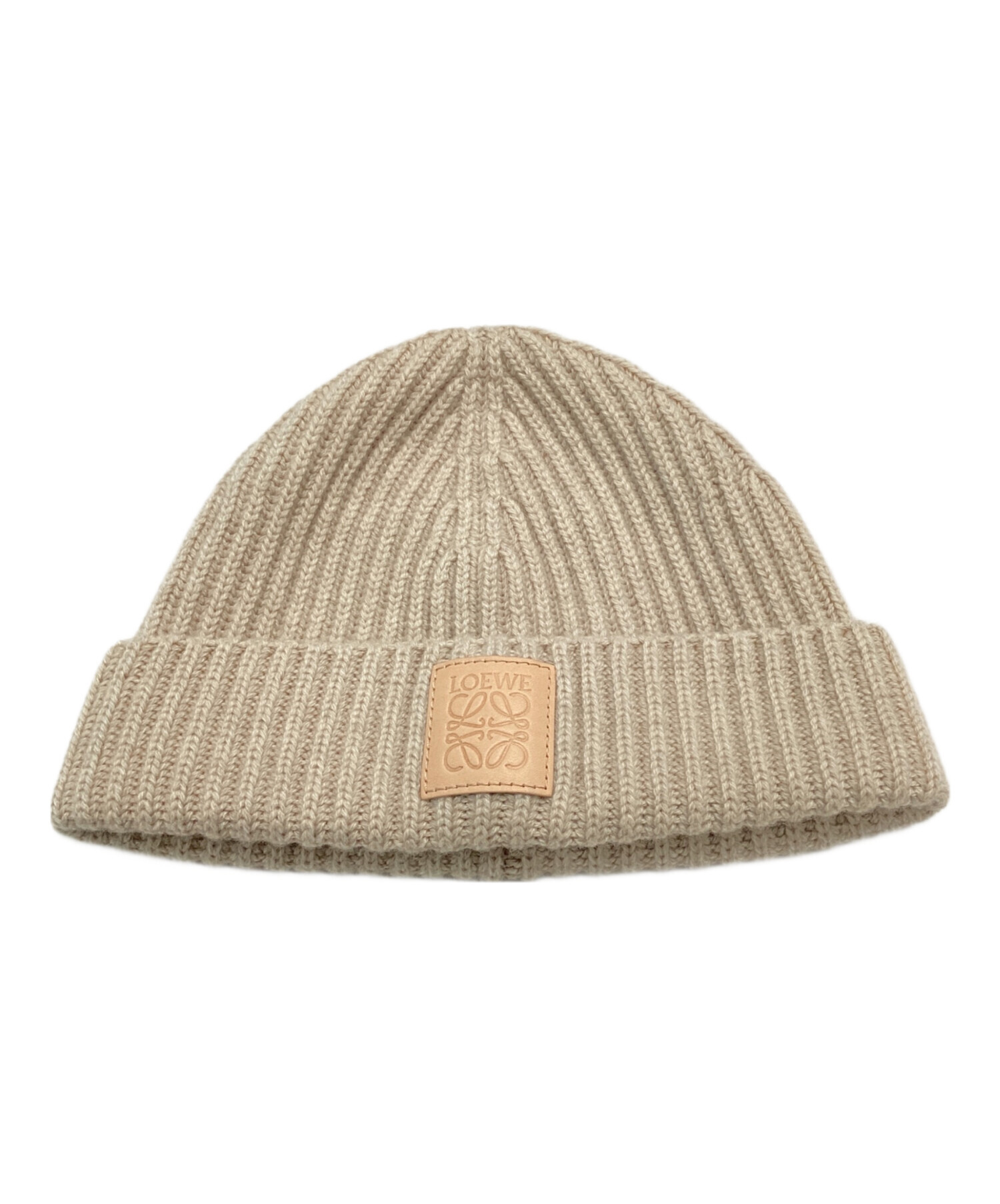 【再大大大再値下げしました！】LOEWE ベージュ ニット帽 中古・古着通販】LOEWE (ロエベ) カシミヤ アナグラムニット帽