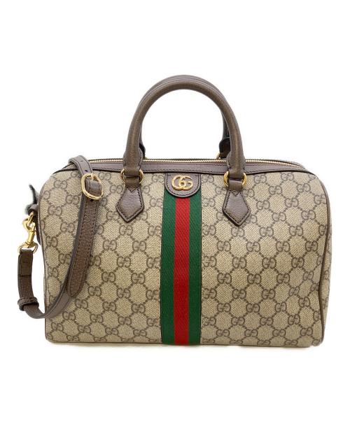 GUCCI ボストンバッグ ベージュ キャンバス・レザー 中古・古着通販】GUCCI (グッチ) オフディア ミディアムボストンバッグ