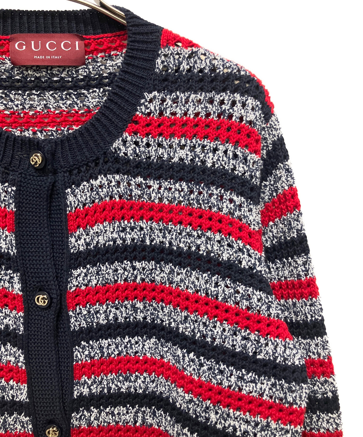 グッチ ウール GGジャガード 長袖 ニット セーター トップス ネイビー レッド XL【中古】 GUCCI - GUCCI グッチ ニット・セーター S 紺 【古着】【中古】【送料