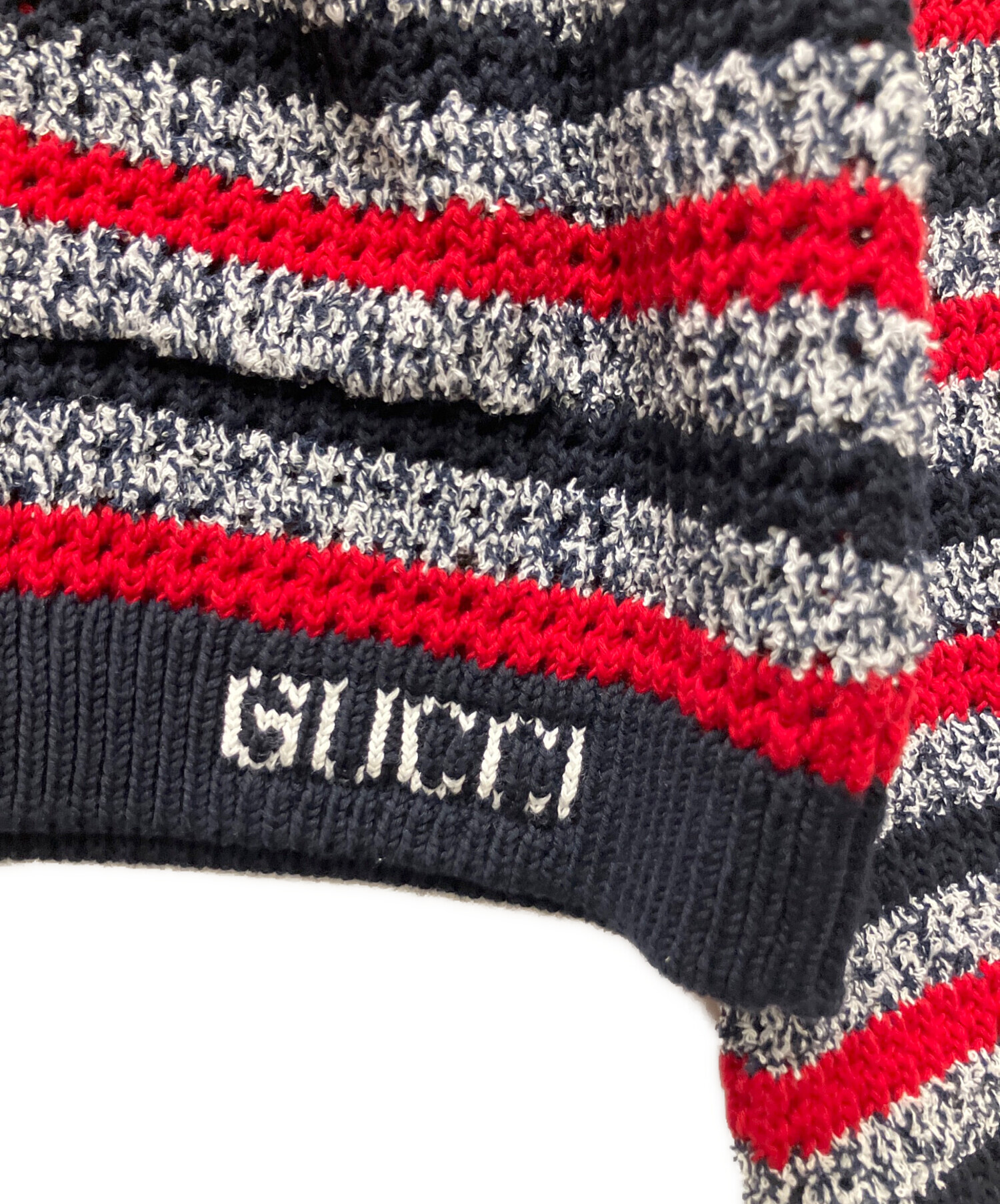 中古・古着通販】GUCCI (グッチ) GGボタン ボーダーカーディガン