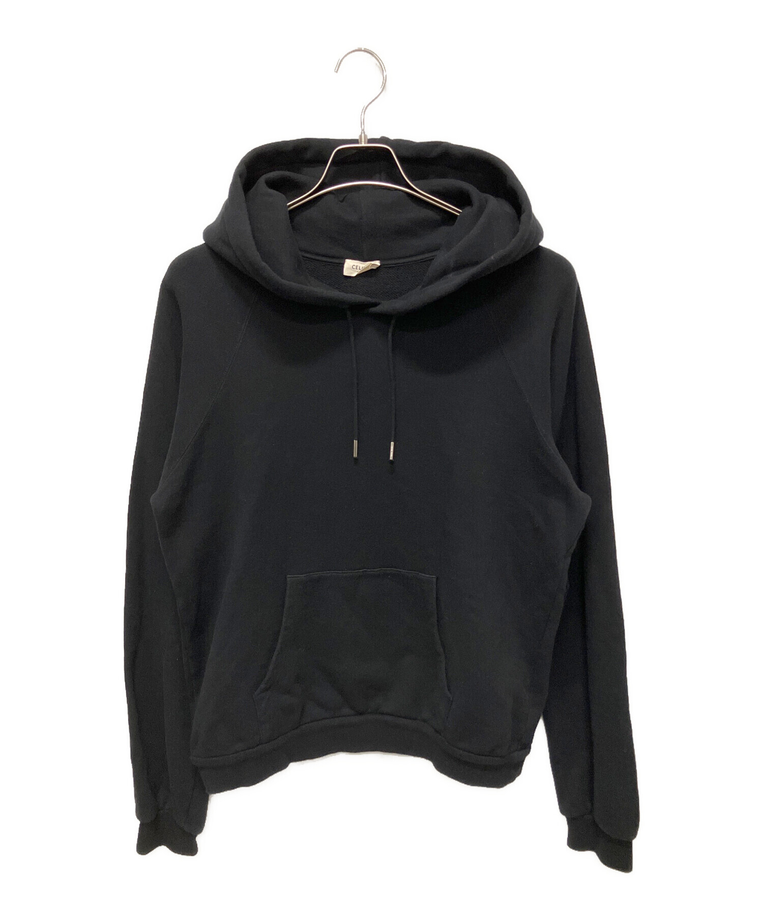【美品】セリーヌ クラシックロゴ ルーズフィットパーカー ブラック 実寸M相当 CELINE（セリーヌ） パーカー サイズ:XL 2Y321670Q クラシックロゴ