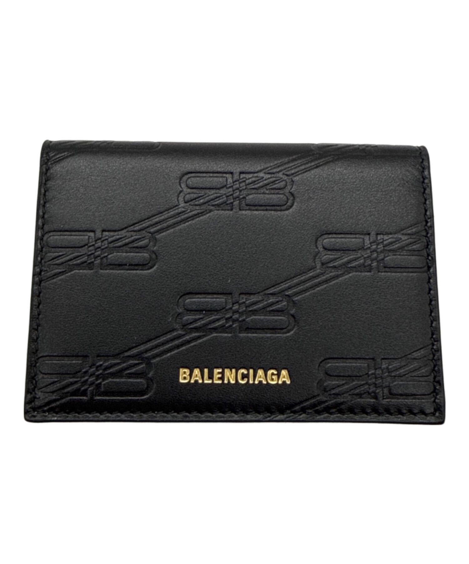 3017【未使用】BALENCIAGAレザーコンパクトウォレット　ブラック 中古・古着通販】BALENCIAGA (バレンシアガ) コンパクトウォレット