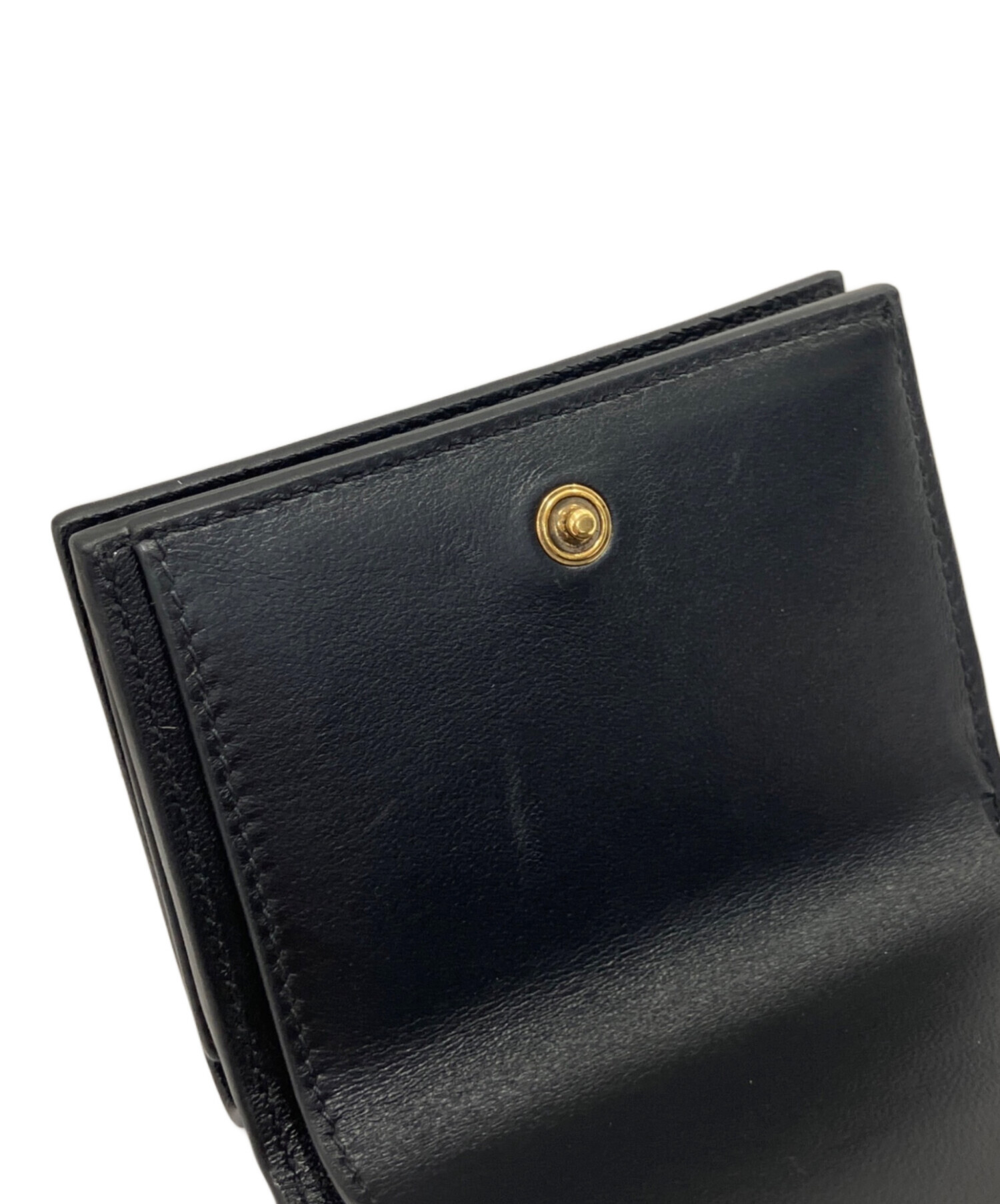 3017【未使用】BALENCIAGAレザーコンパクトウォレット　ブラック BALENCIAGA（バレンシアガ） 三つ折り財布 HOURGLASS Compact Wallet