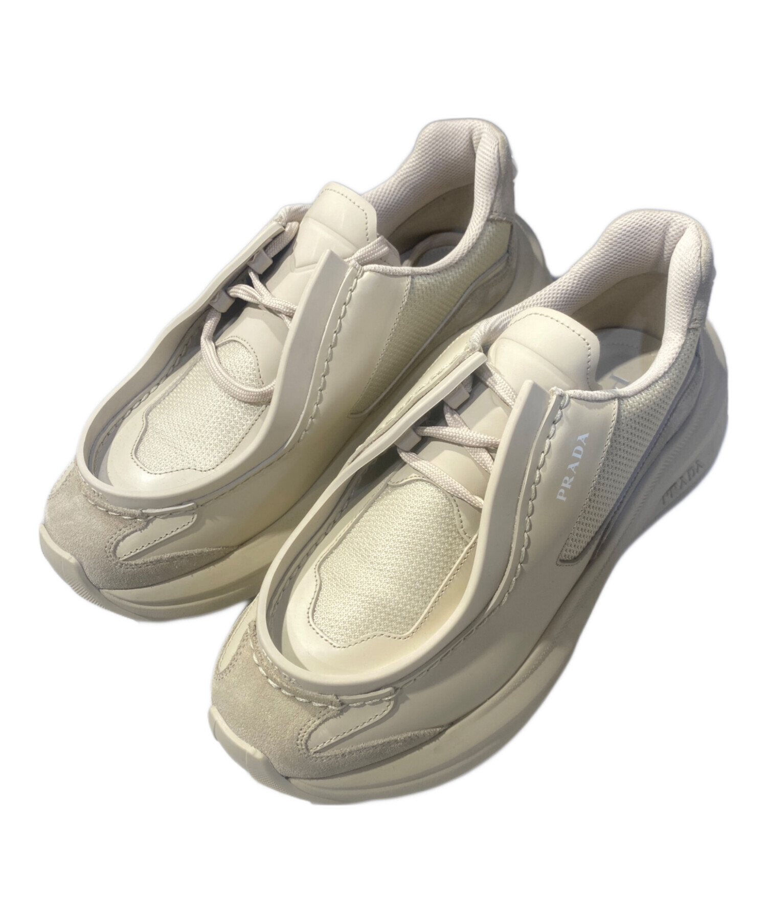 中古・古着通販】PRADA (プラダ) システムスニーカー ベージュ サイズ 