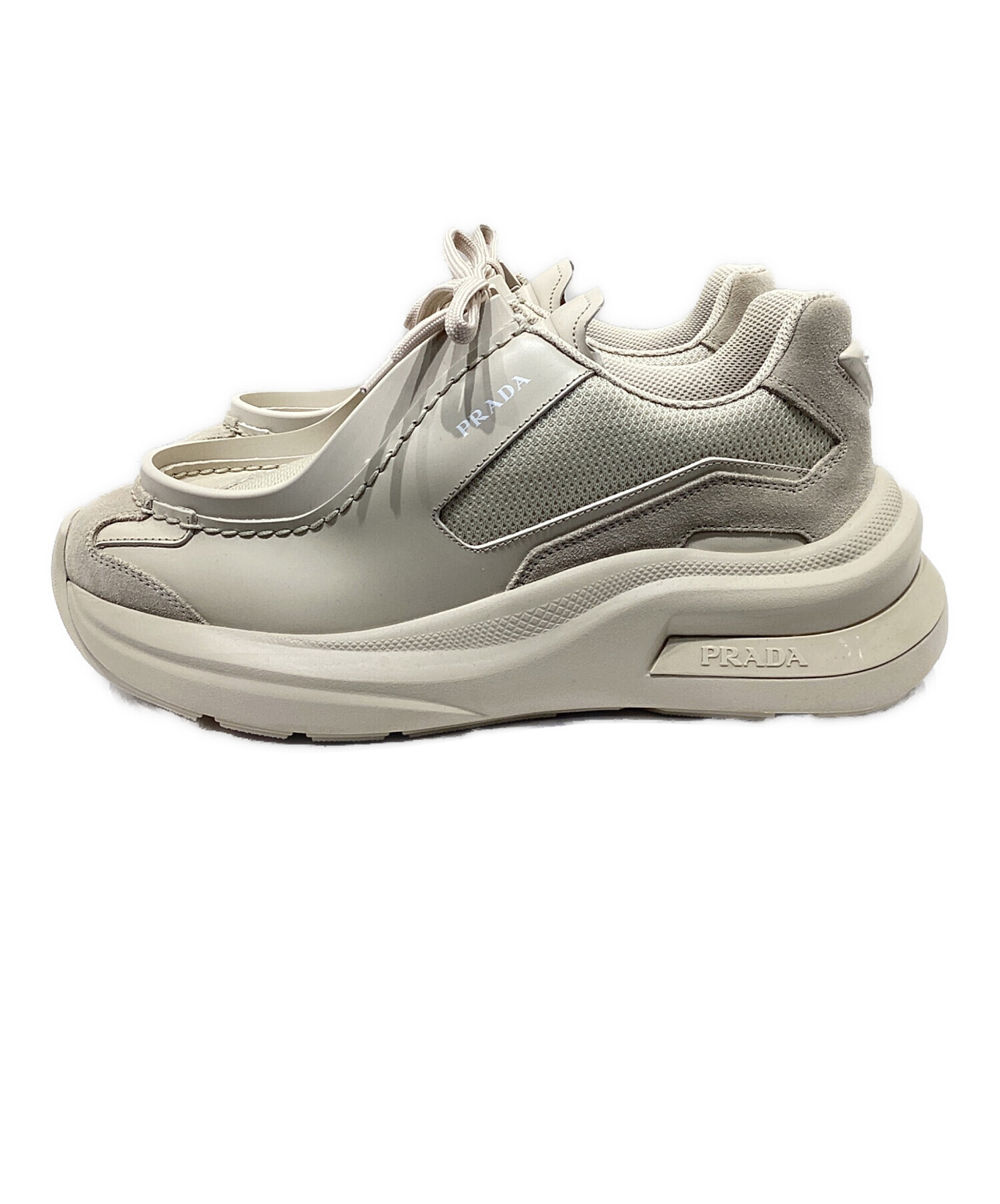 中古・古着通販】PRADA (プラダ) システムスニーカー 2EG424 ベージュ 