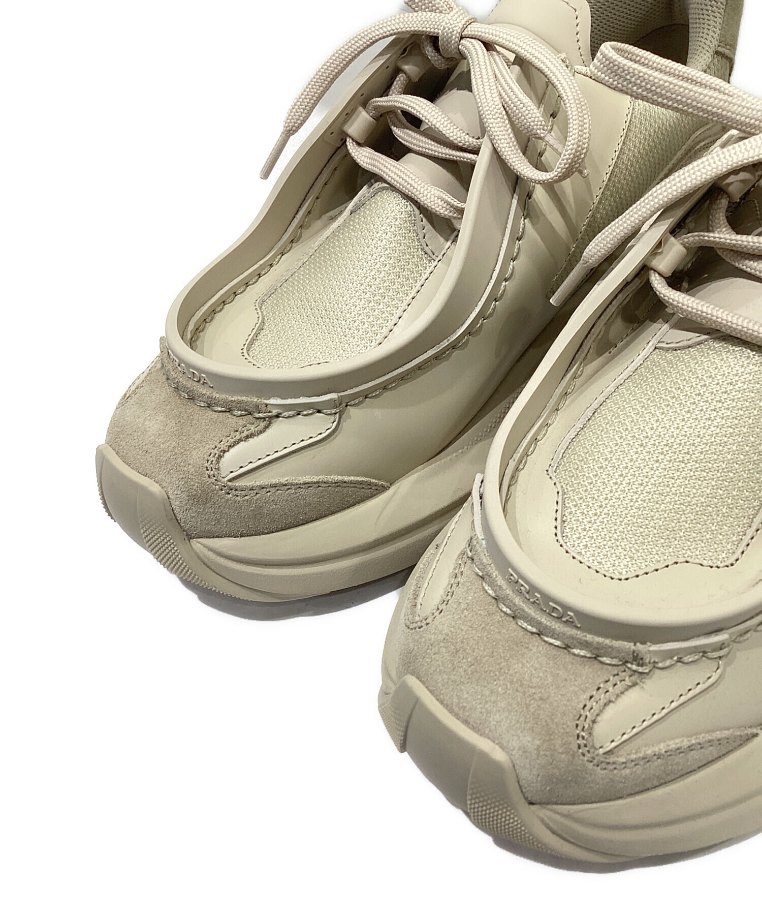 PRADA プラダ ベスト 40(M位) ベージュ 【古着】【中古】 中古・古着通販】PRADA (プラダ) ベルト付スカート ベージュ サイズ:40