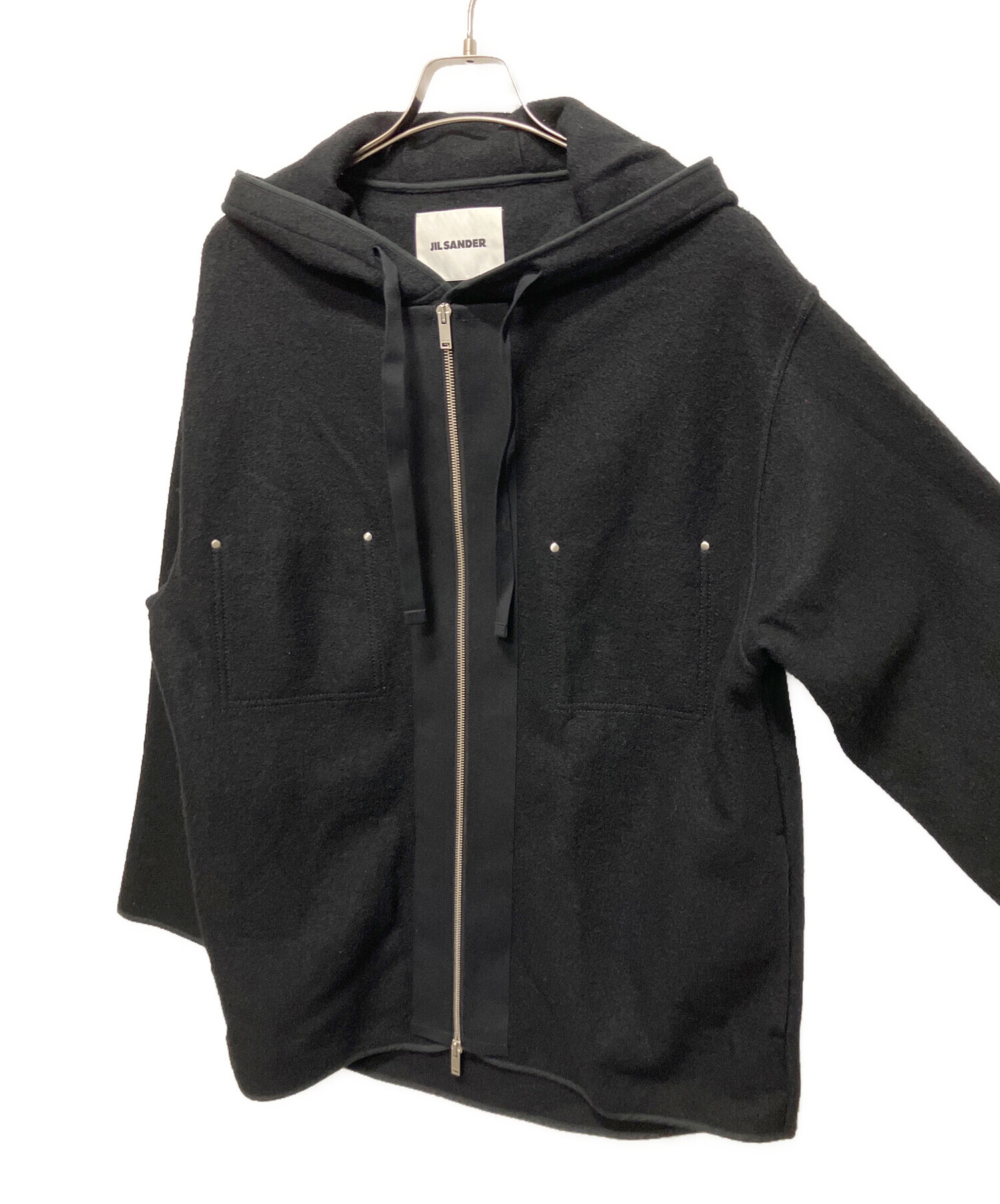 半額以下JIL SANDER ブラック ジップアップフェルトコート 中古・古着通販】JIL SANDER (ジルサンダー) Patchworked Zip Up