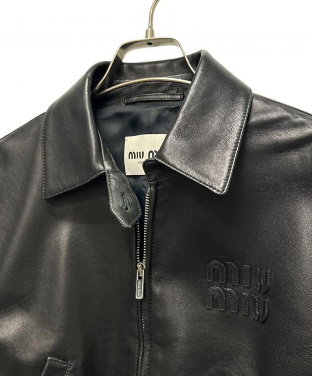 レザージャンパー 中古・古着通販】MIU MIU (ミュウミュウ) miu miuロゴデザインレザー