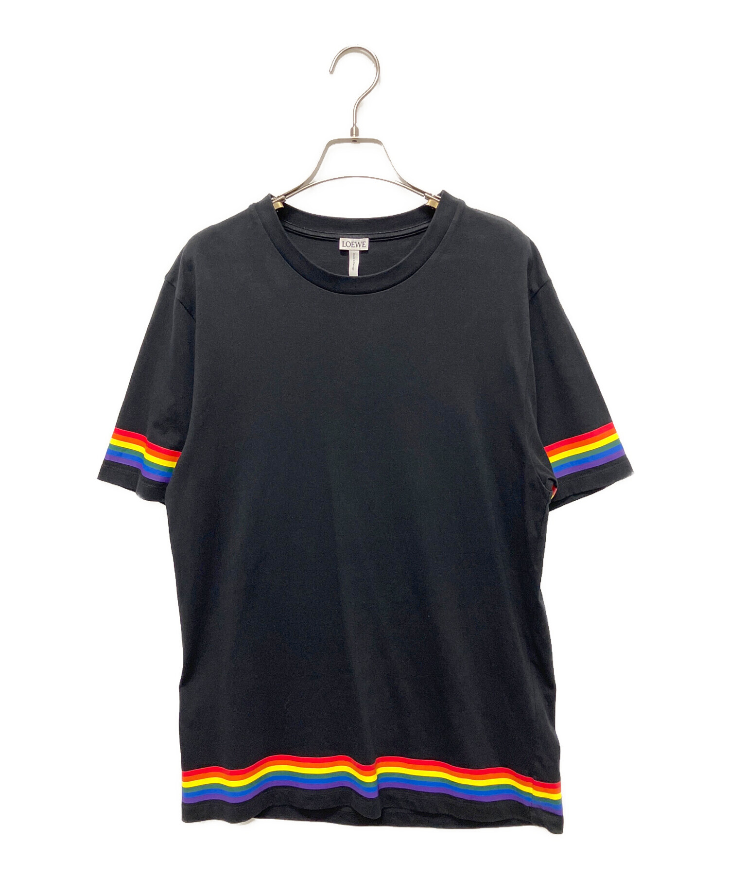 即完売 LOEWE ロエベ Tシャツ フットボールTシャツ Ｌ　vintage 中古・古着通販】LOEWE (ロエベ) Tシャツ ブラック×マルチカラー