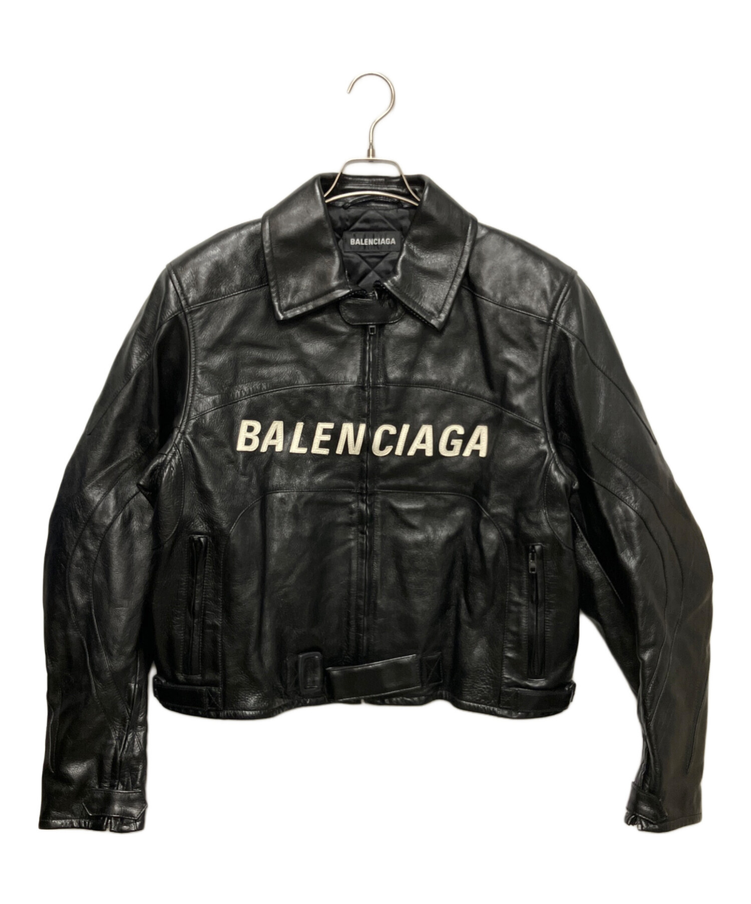 週末セール 78万 22SS バレンシアガ バッファローレザージャケット XS 中古・古着通販】BALENCIAGA (バレンシアガ) ロゴデザインレザー