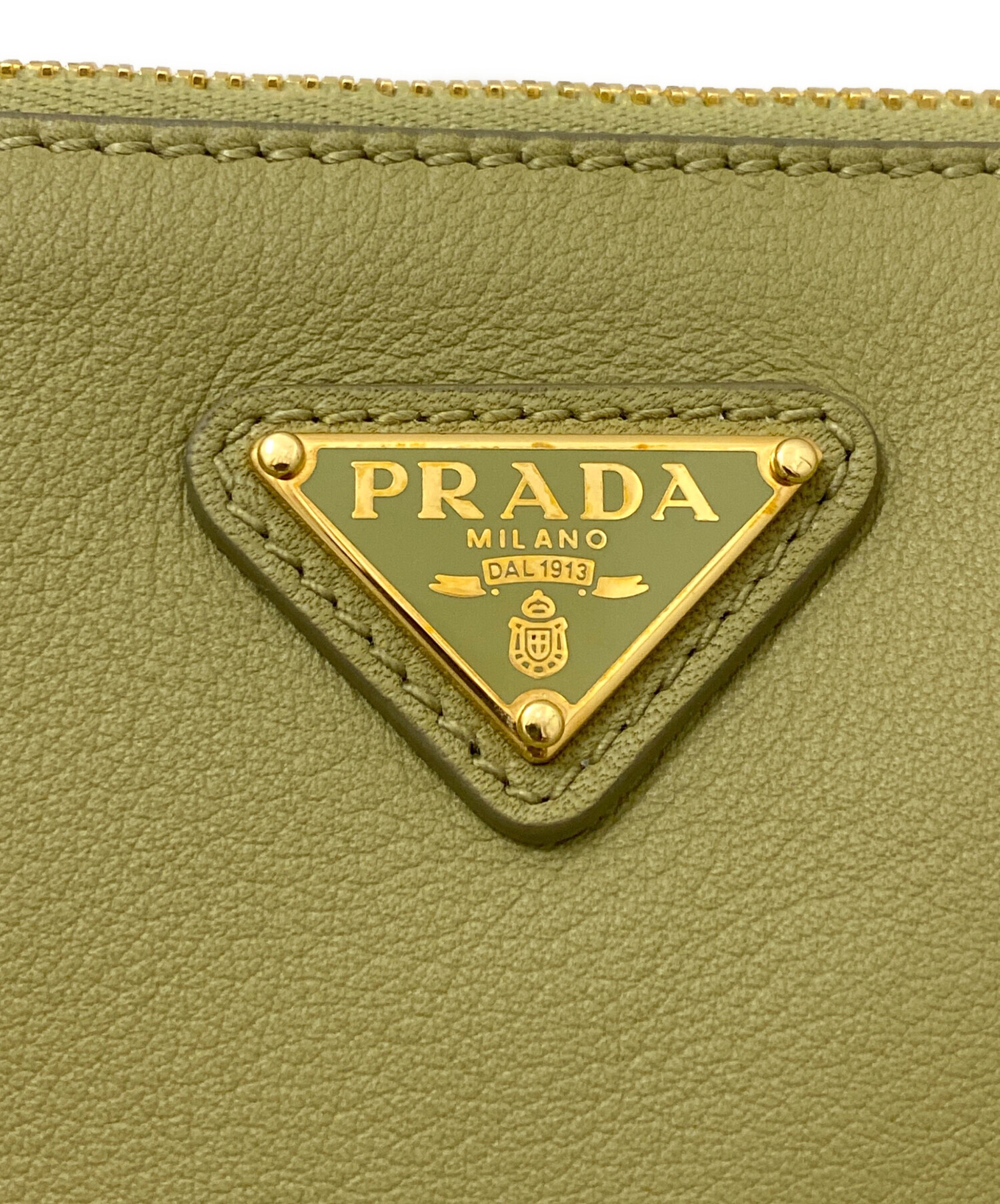 中古・古着通販】PRADA (プラダ) ショルダーレザーポーチ オリーブ
