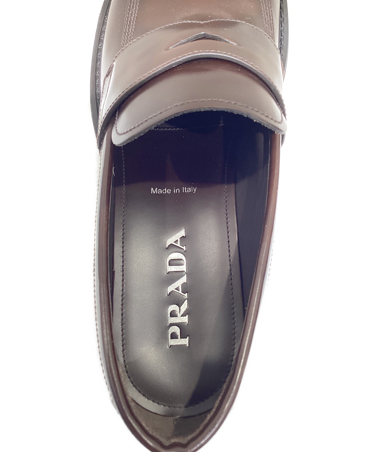 PRADA レザー ローファー27相当 ブラウン archive 中古・古着通販】PRADA (プラダ) ブラッシュドレザーローファー