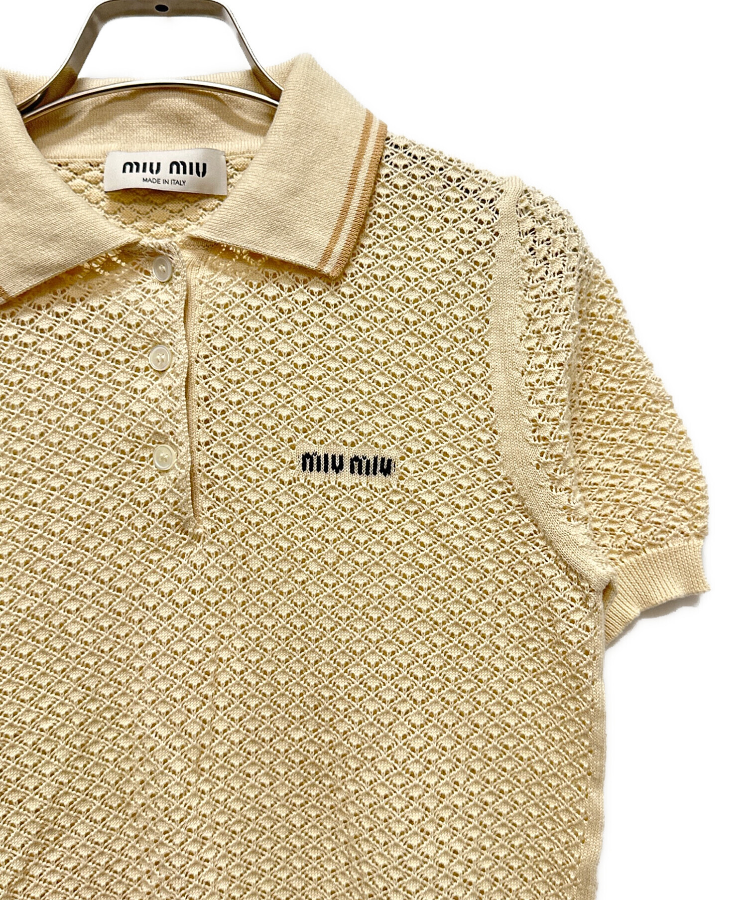 中古・古着通販】MIU MIU (ミュウミュウ) クロシェニット ベージュ