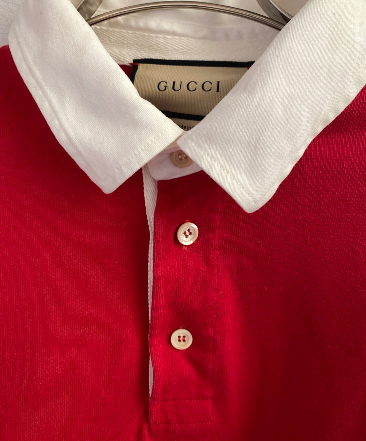 中古・古着通販】GUCCI (グッチ) レッドストライプ ロゴ ジャカード